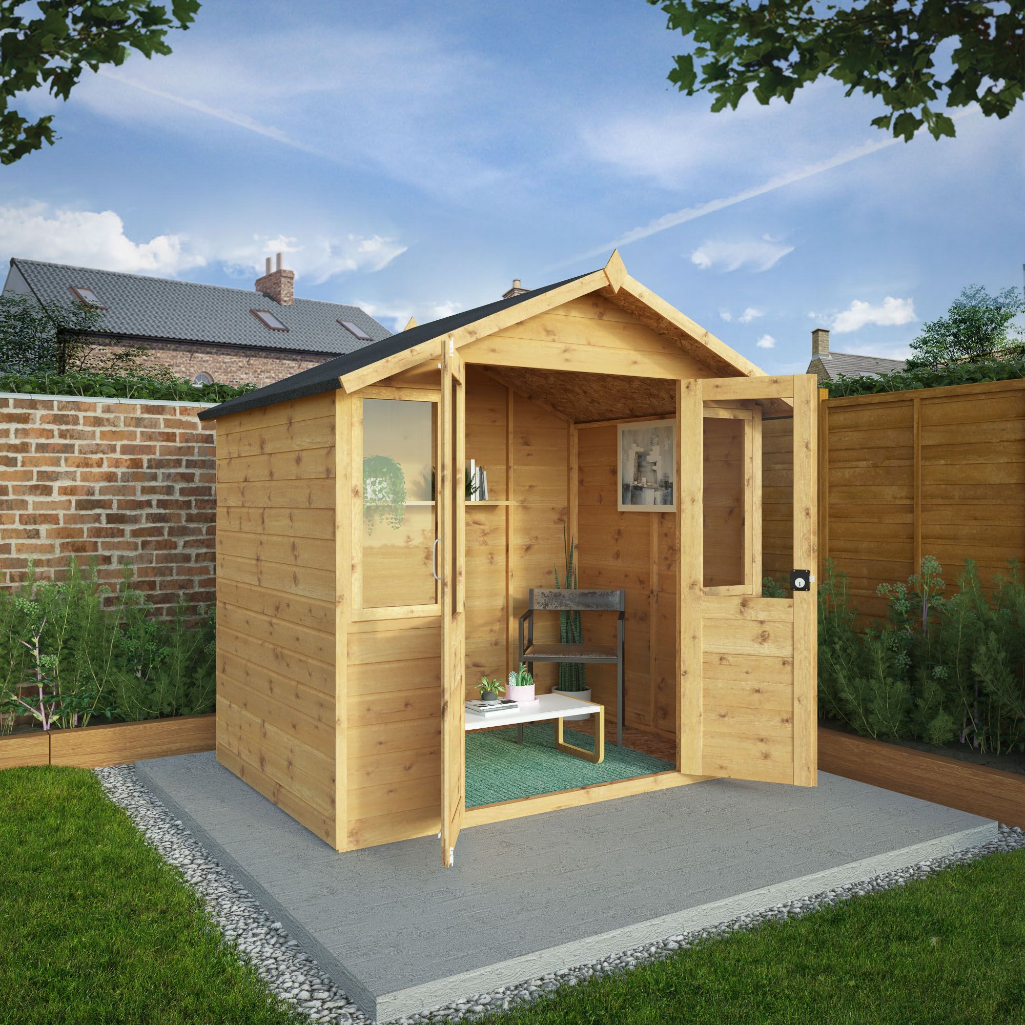 Mercia 7x5 ft with Double door & 2 windows Apex Summer house