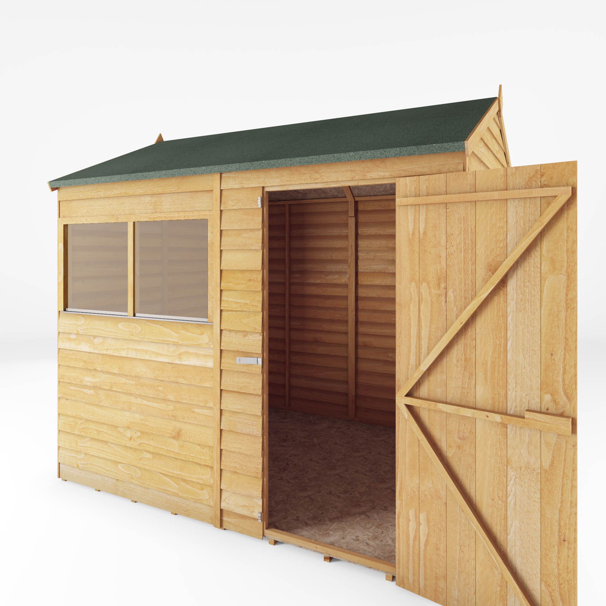 Mercia 8x6 ft Reverse apex Wooden Shed with floor & 2 windows