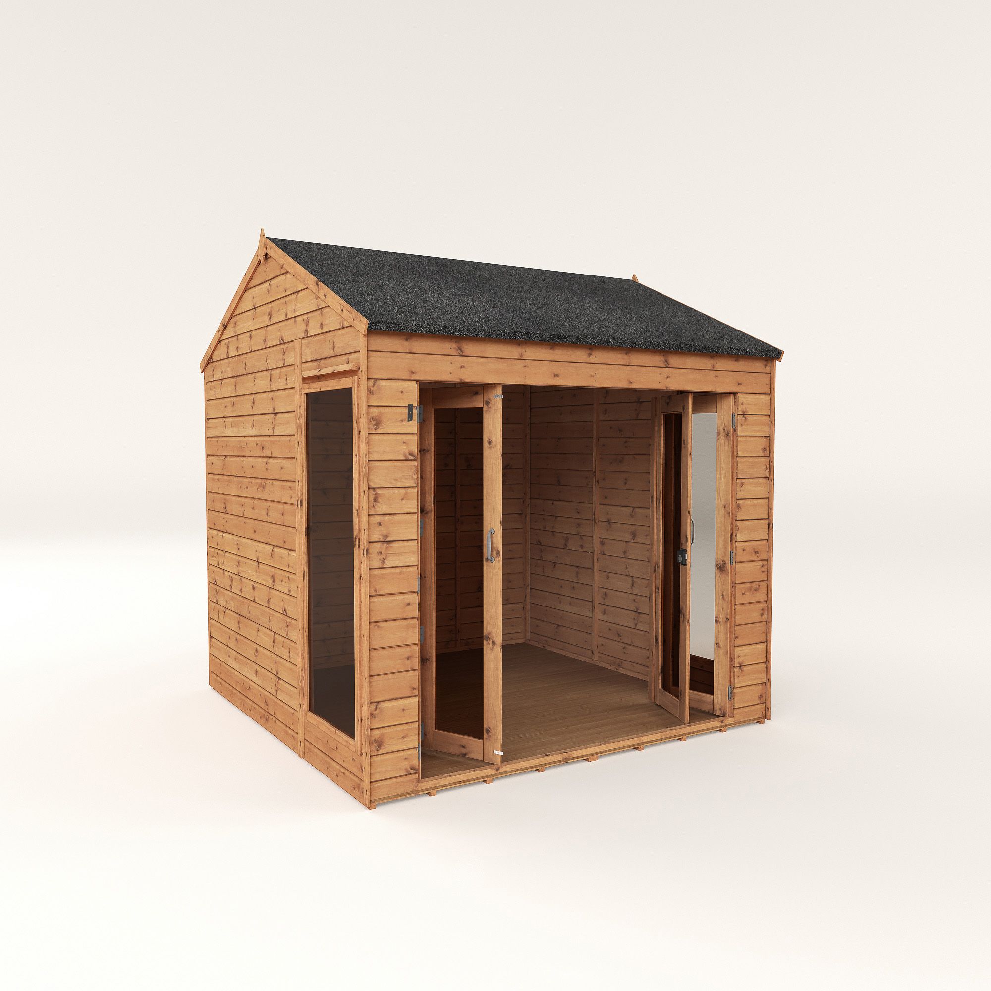 Mercia 8x8 ft with Bi-fold door & 2 windows Reverse apex Summer house