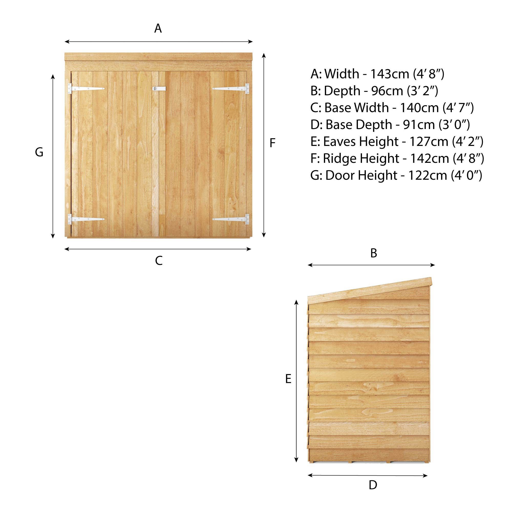 Mercia Brown Overlap Pent Garden storage 1419mm 1429mm