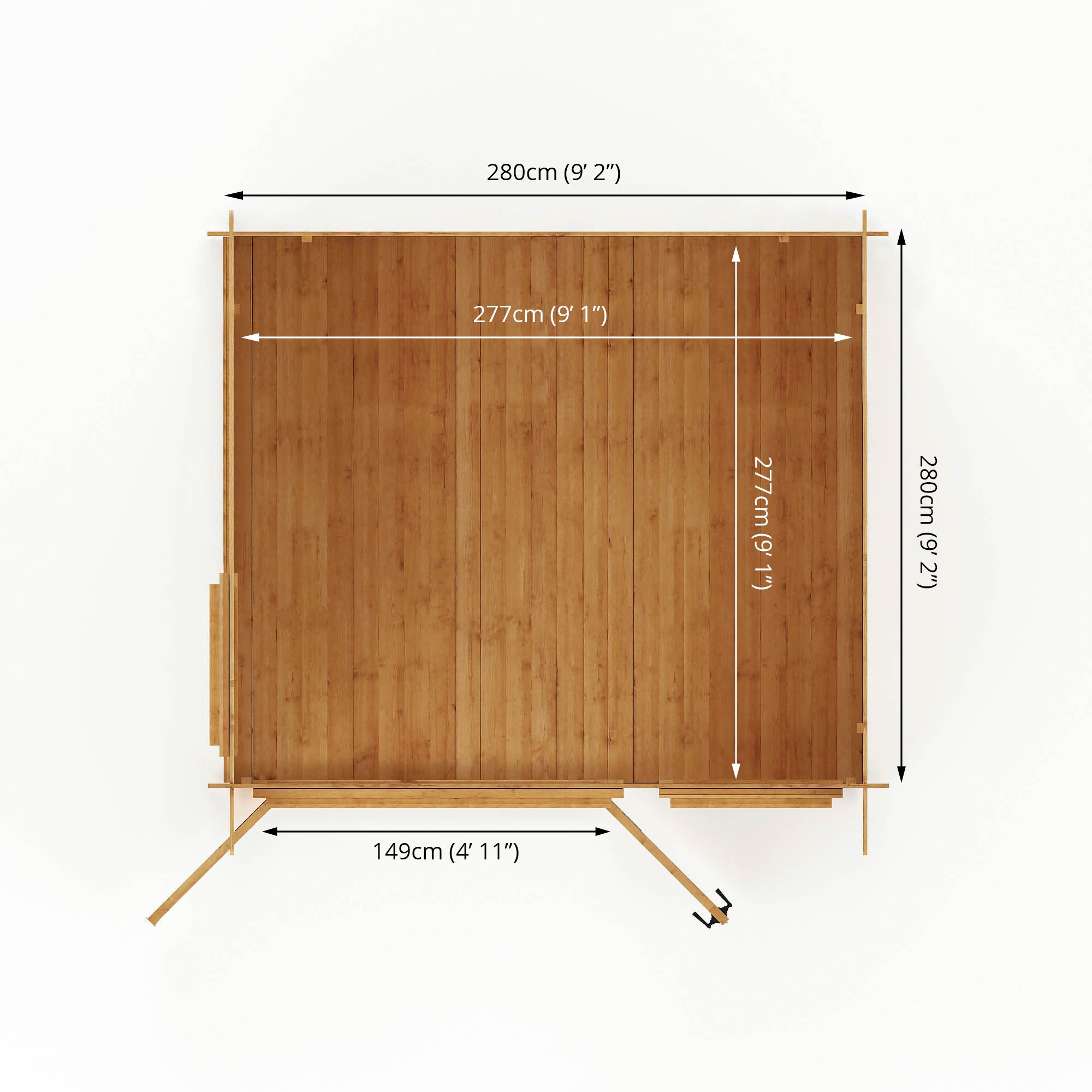 Mercia Log Cabin with Double door Pent Wooden Cabin (H)2490mm x (W)3024mm