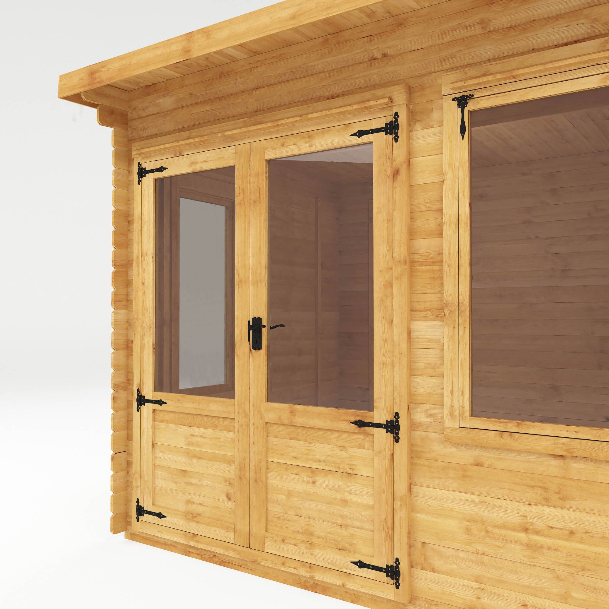 Mercia Log Cabin with Double door Pent Wooden Cabin (H)2490mm x (W)3024mm
