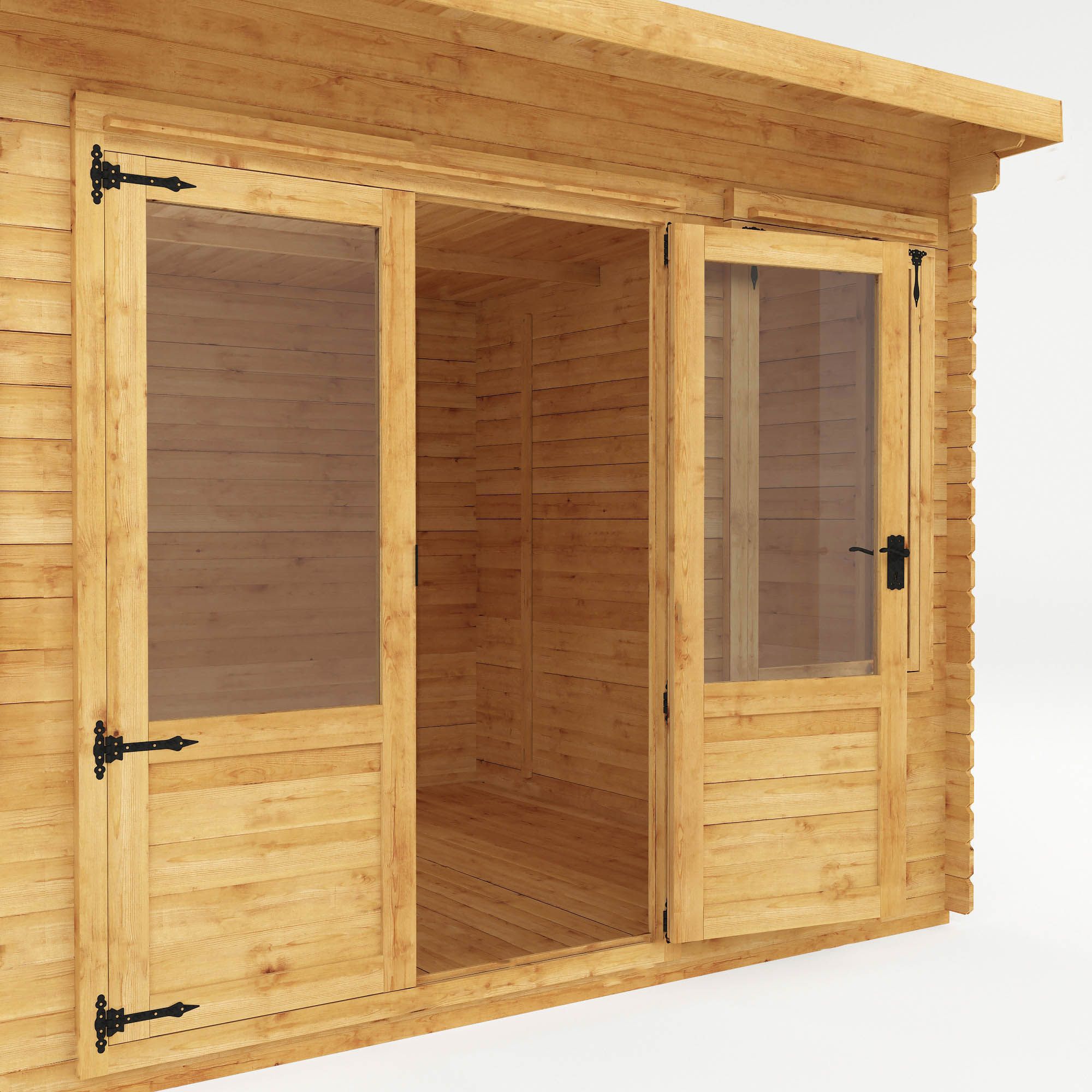 Mercia Log Cabin with Double door Pent Wooden Cabin (H)2490mm x (W)3024mm