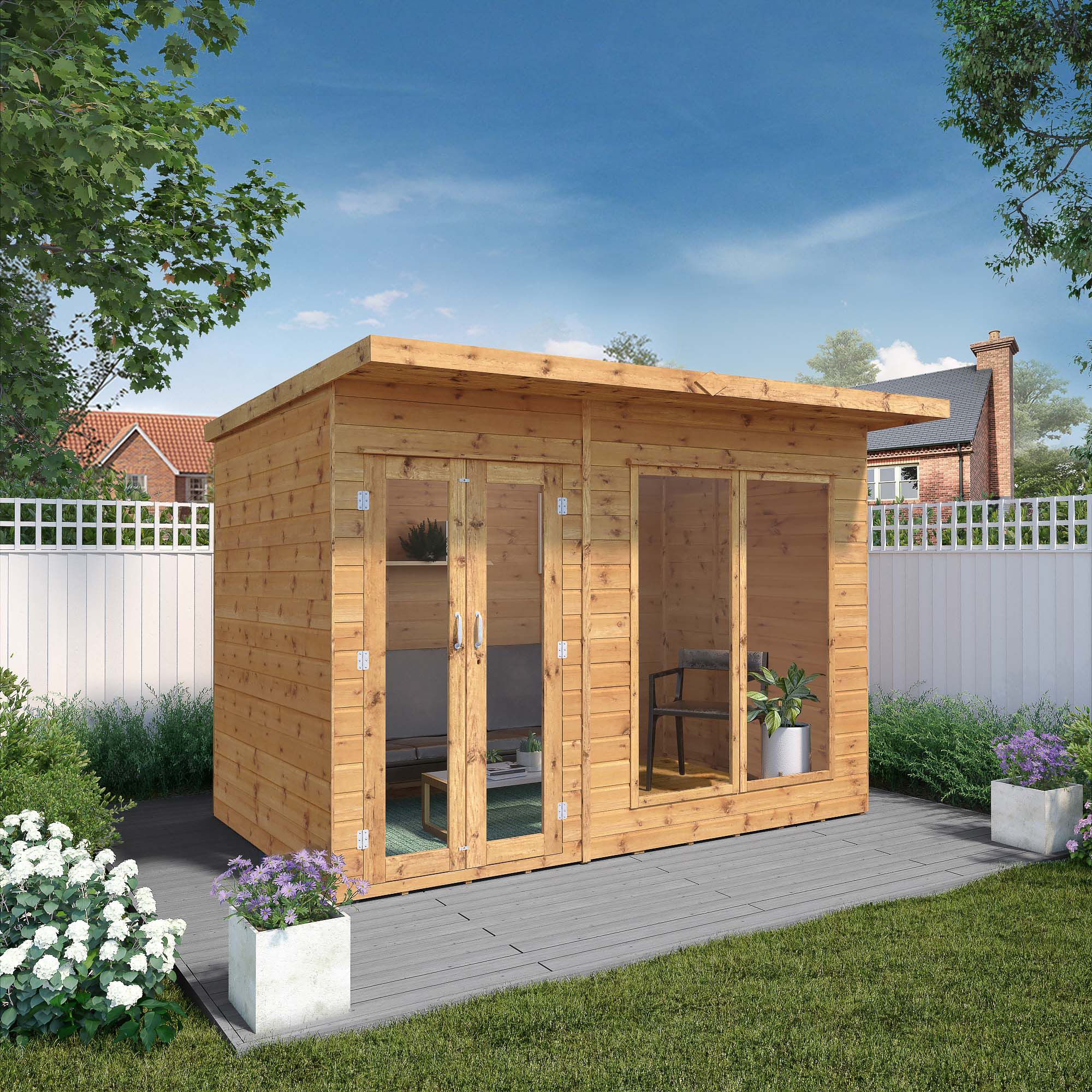 Mercia Maine 10x6 ft with Double door & 2 windows Pent Wooden Summer house