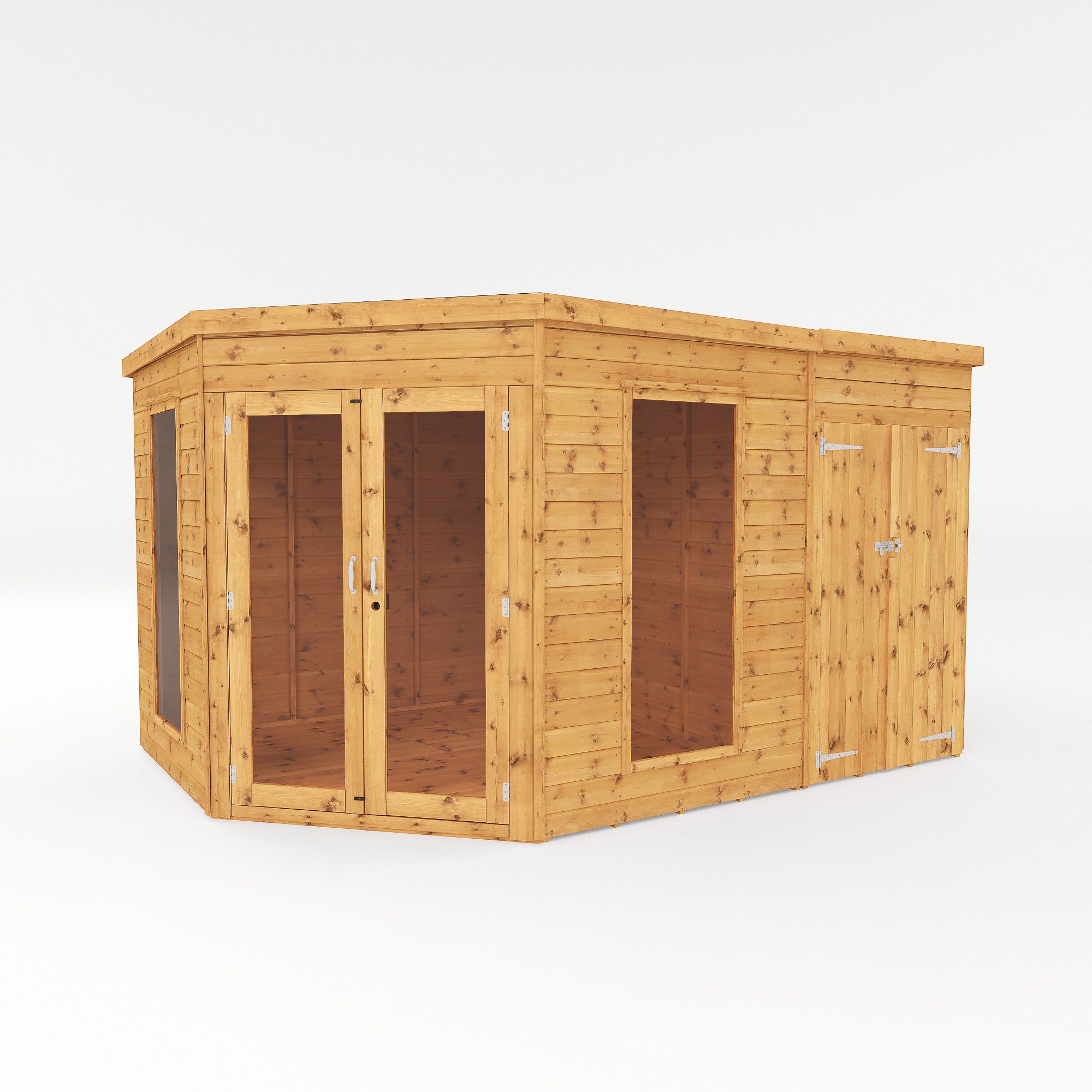 Mercia Summer House 12x8 ft with Double door & 2 windows Pent Solid wood Summer house