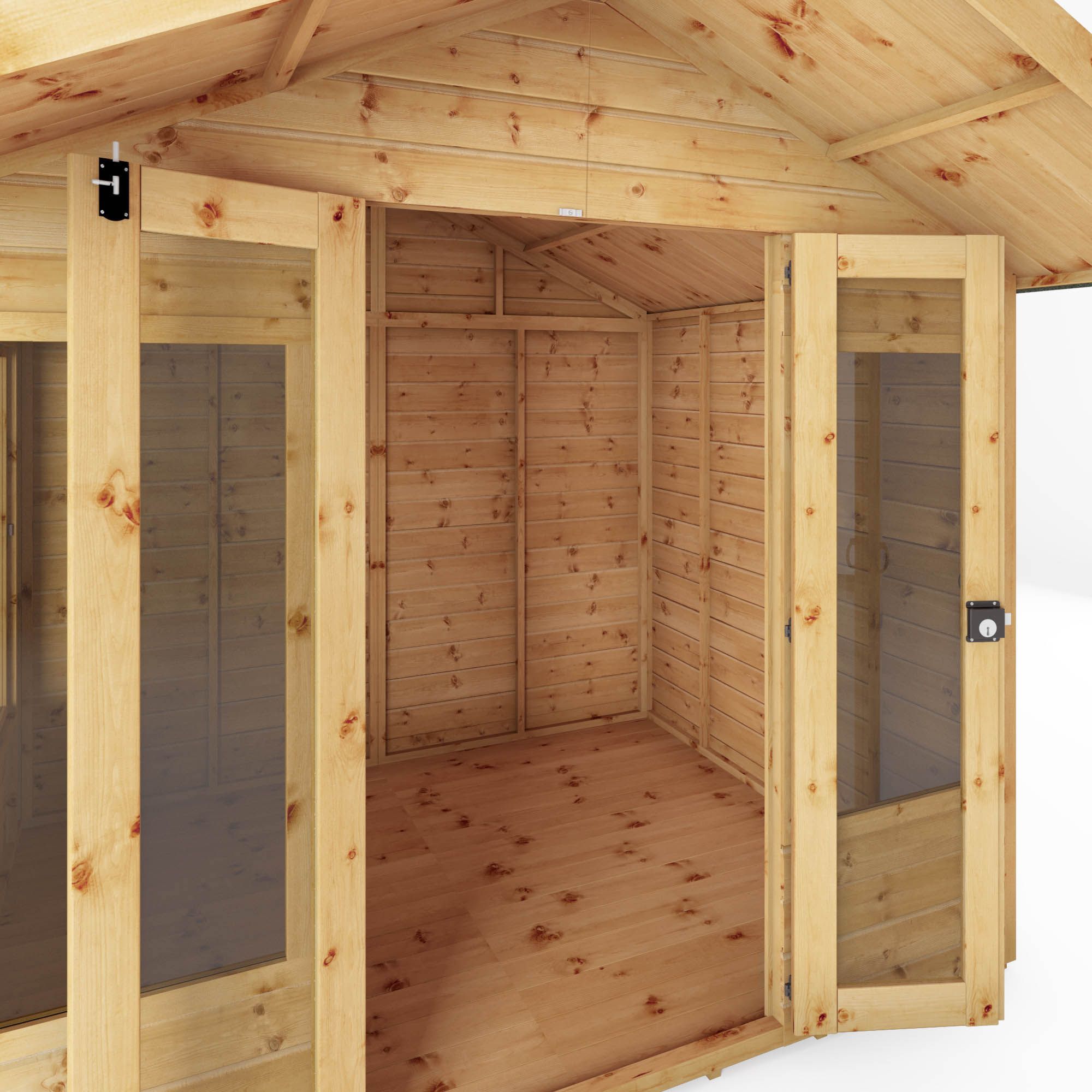 Mercia Sussex 8x6 ft with Double door & 4 windows Apex Wooden Summer house