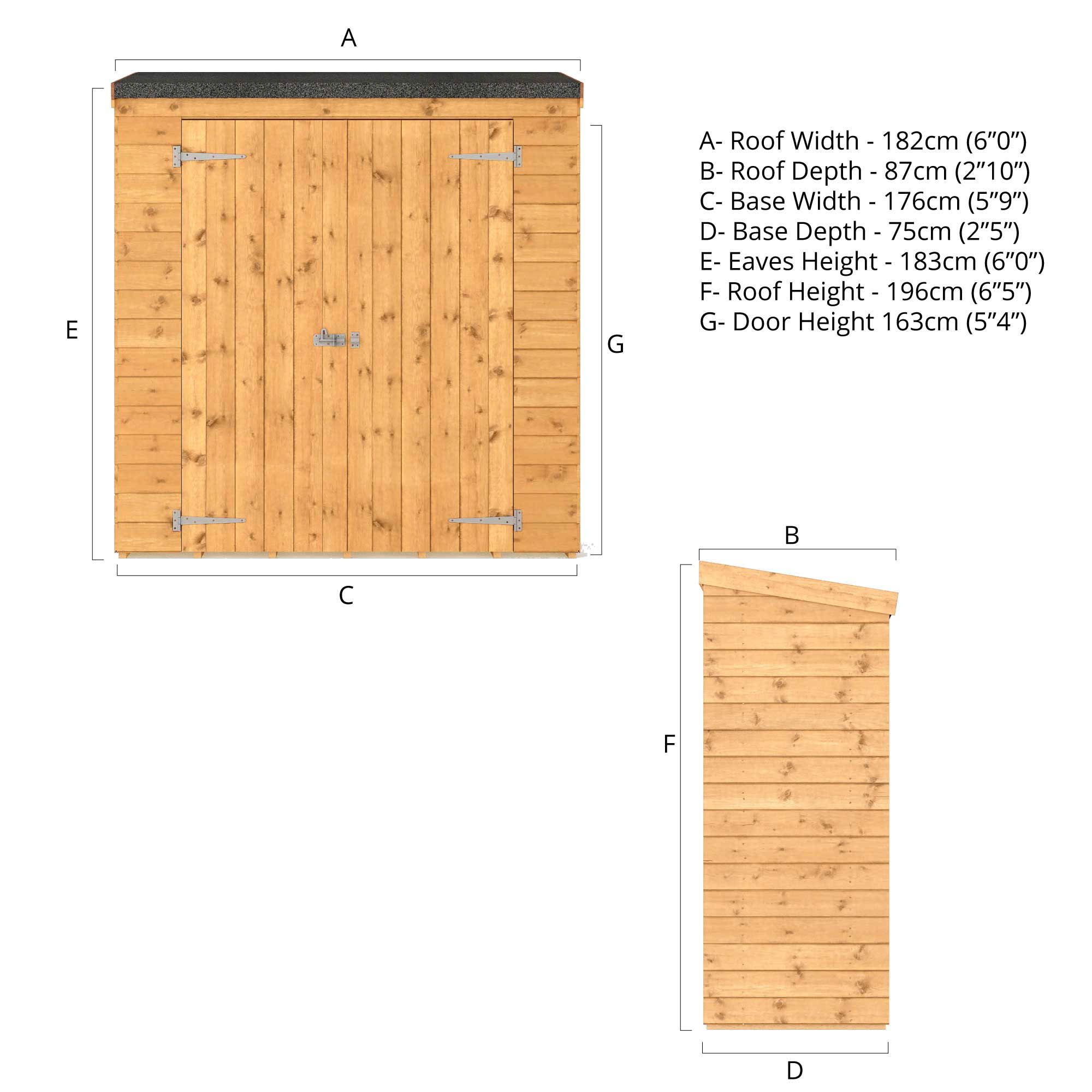 Mercia Tongue & groove Solid wood 6x2'6 Pent Garden storage