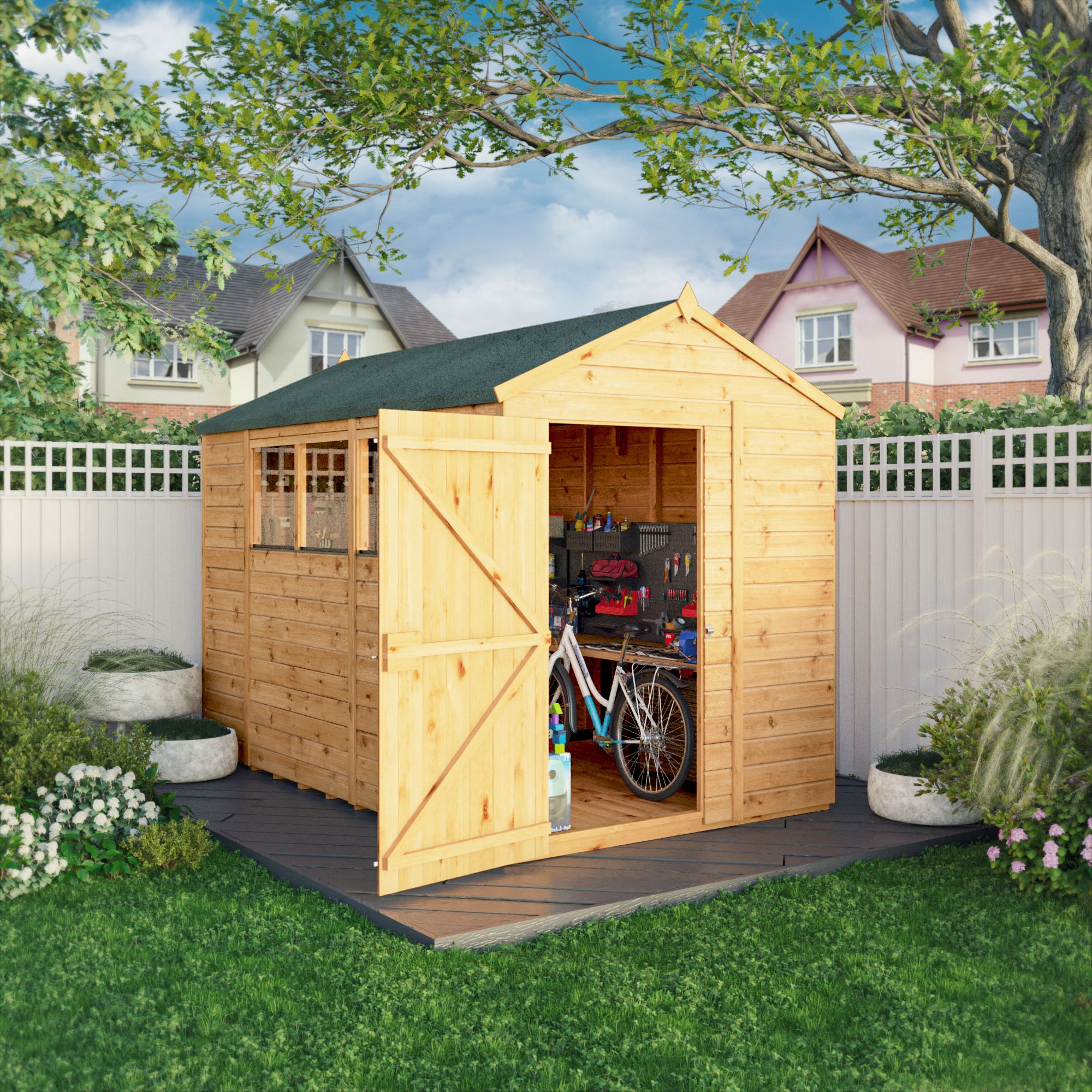 Mercia Woodsman Shiplap 10x6 ft Apex Timber Dip treated Shed with floor & 4 windows