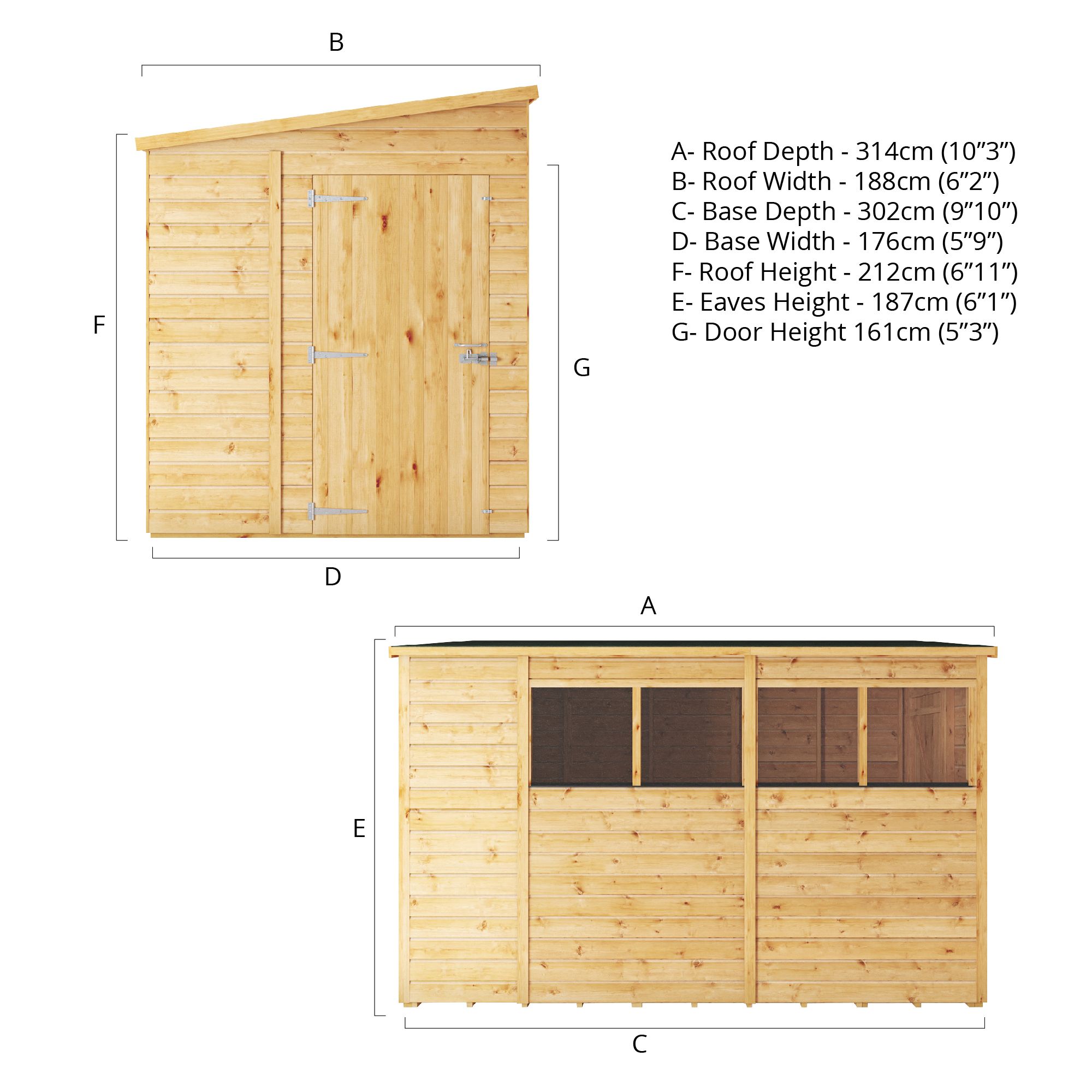 Mercia Woodsman Shiplap 10x6 ft Apex Timber Dip treated Shed with floor & 4 windows