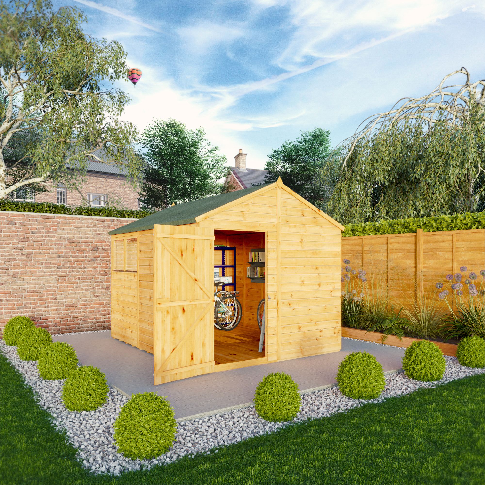 Mercia Woodsman Shiplap 10x8 ft Apex Timber Dip treated Shed with floor & 4 windows