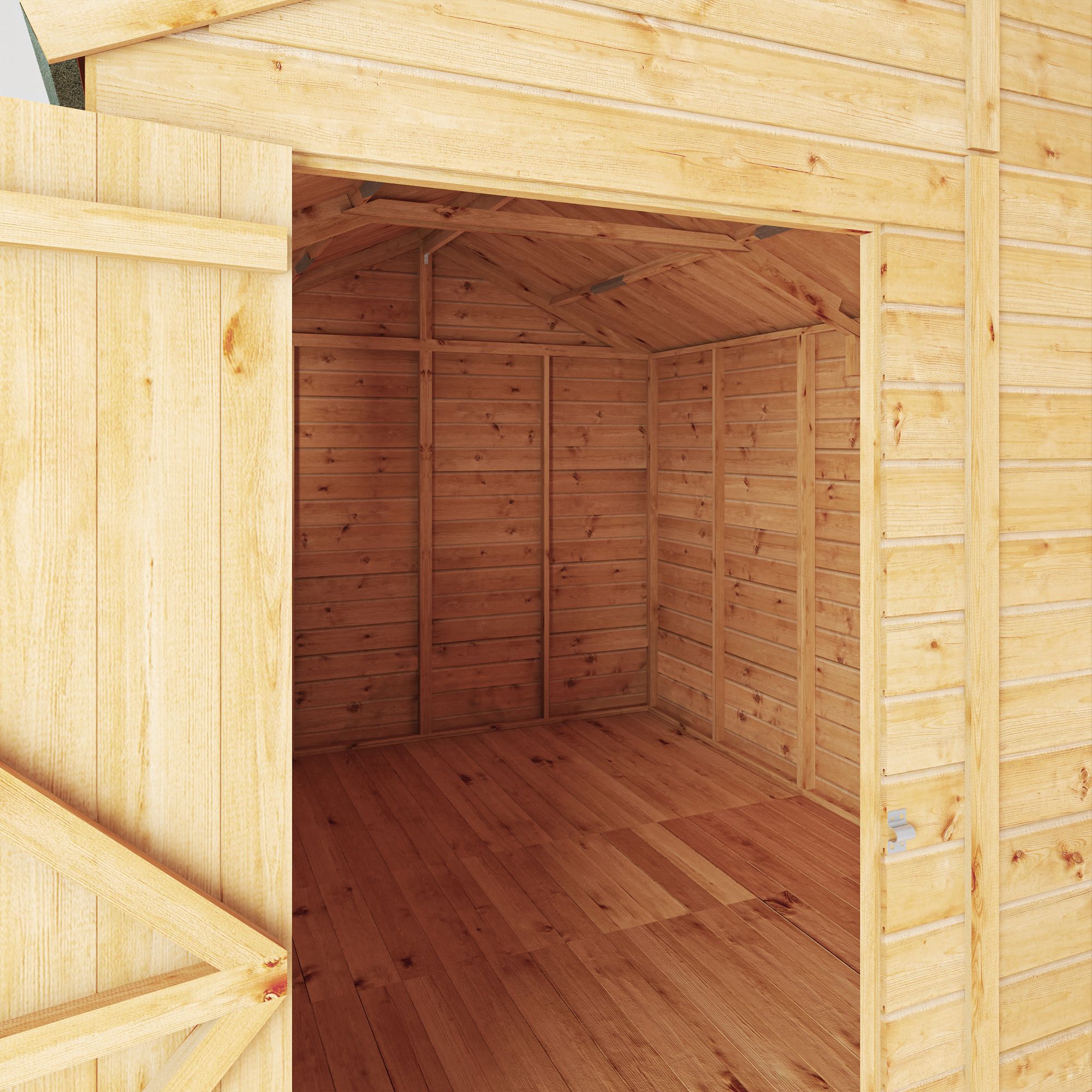 Mercia Woodsman Shiplap 10x8 ft Apex Timber Dip treated Shed with floor & 4 windows