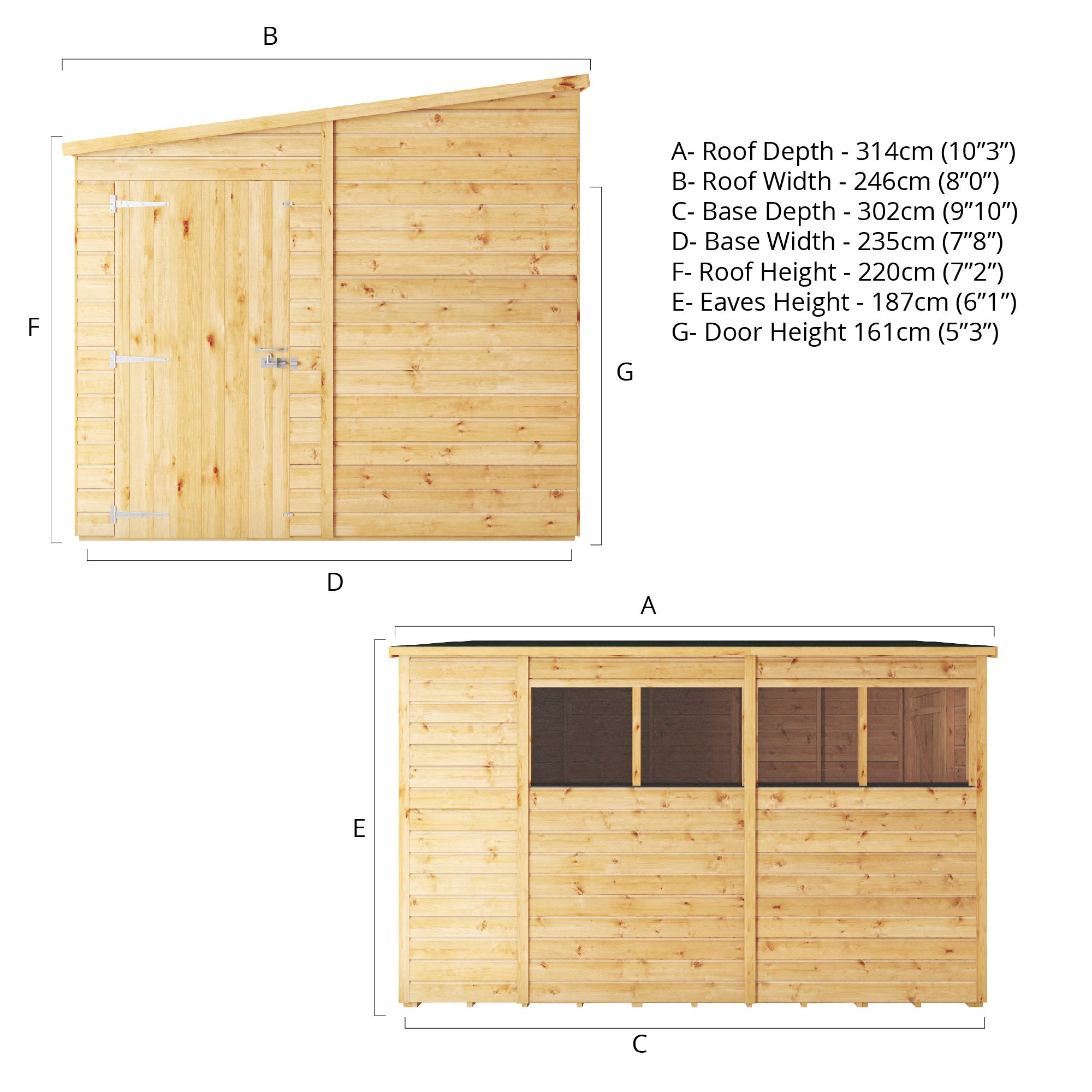 Mercia Woodsman Shiplap 10x8 ft Apex Timber Dip treated Shed with floor & 4 windows