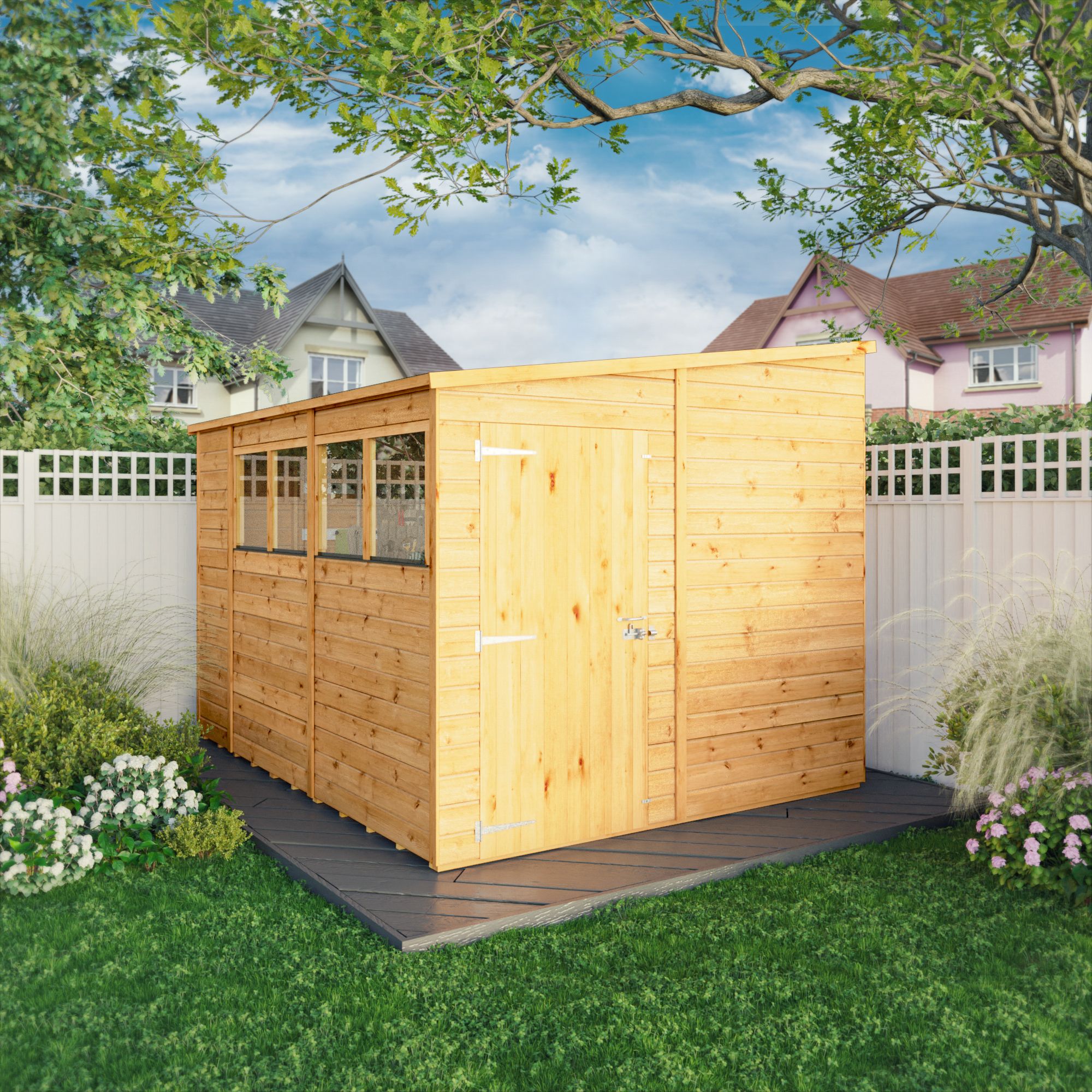 Mercia Woodsman Shiplap 10x8 ft Apex Timber Dip treated Shed with floor & 4 windows