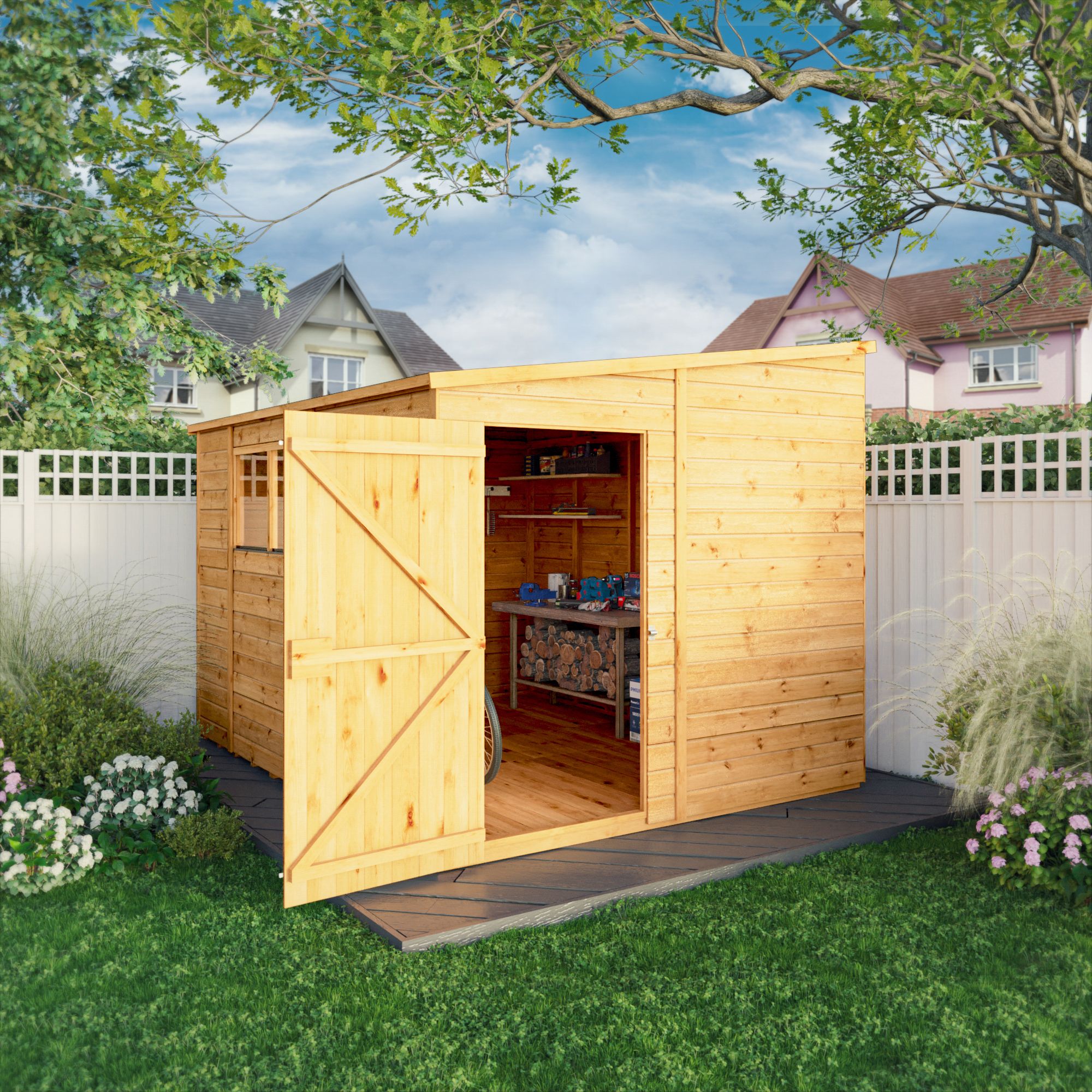Mercia Woodsman Shiplap 10x8 ft Apex Timber Dip treated Shed with floor & 4 windows