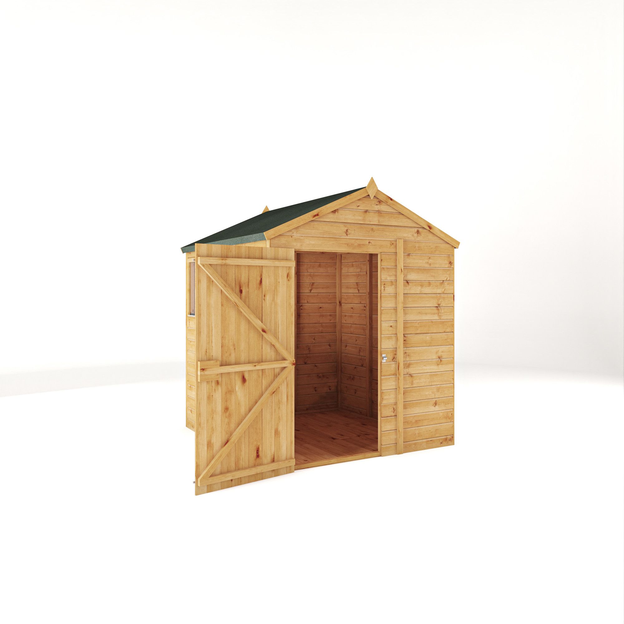Mercia Woodsman Shiplap 6x6 ft Pent Timber Dip treated Shed with floor & 2 windows