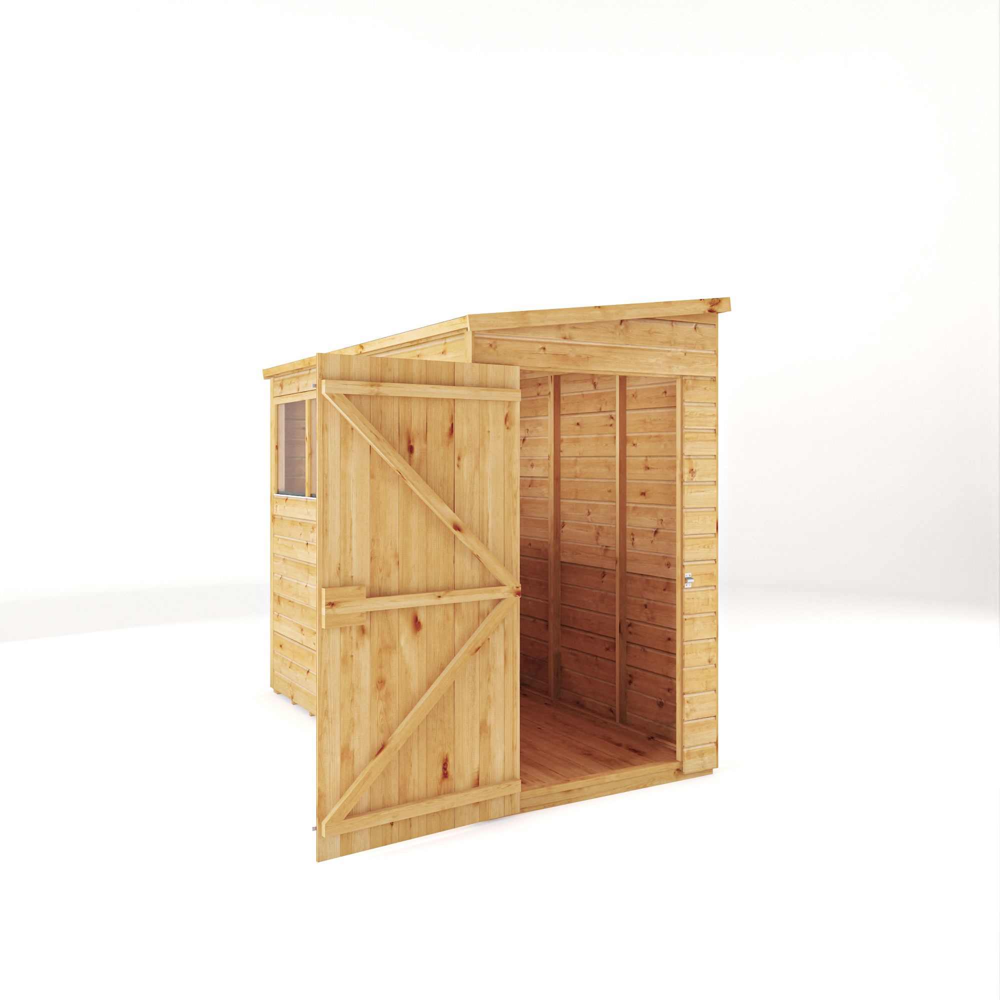Mercia Woodsman Shiplap 8x4 ft Pent Timber Dip treated Shed with floor & 4 windows