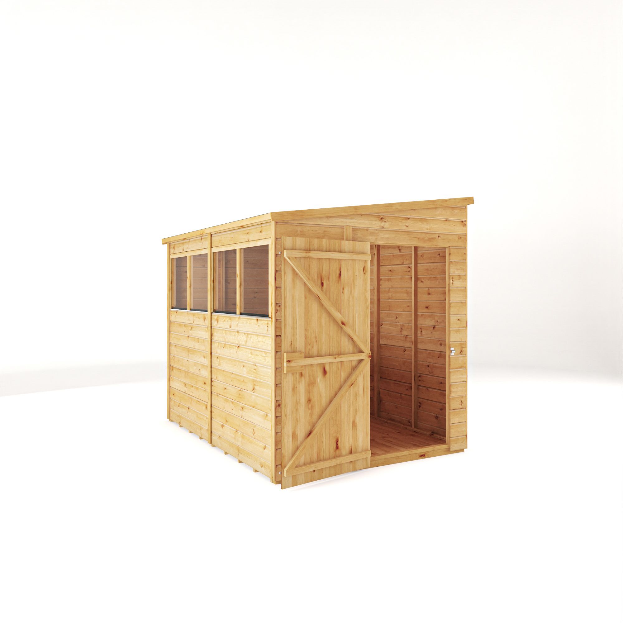 Mercia Woodsman Shiplap 8x6 ft Pent Timber Dip treated Shed with floor & 4 windows