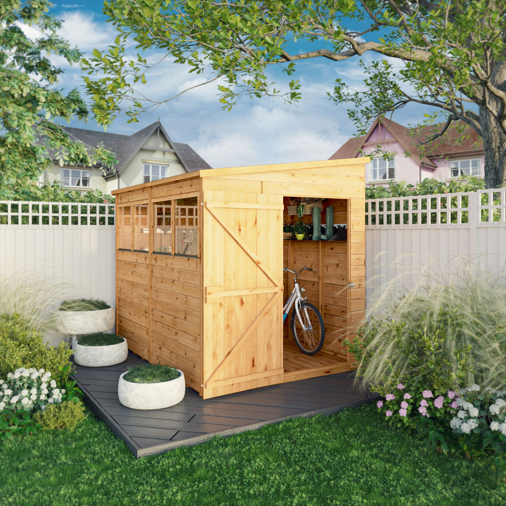 Mercia Woodsman Shiplap 8x6 ft Pent Timber Dip treated Shed with floor & 4 windows