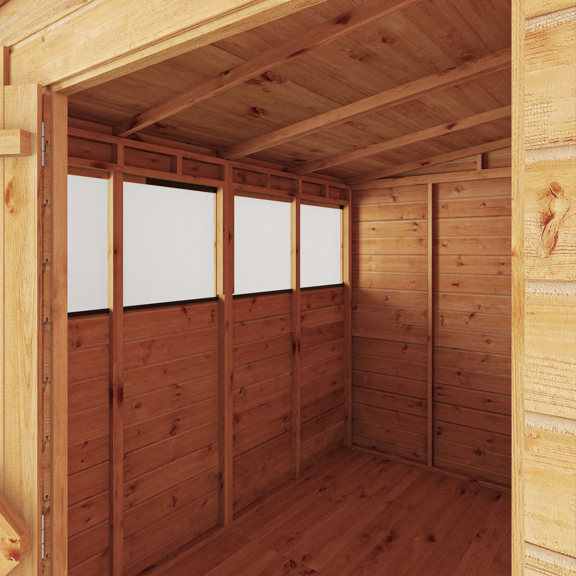 Mercia Woodsman Shiplap 8x6 ft Pent Timber Dip treated Shed with floor & 4 windows