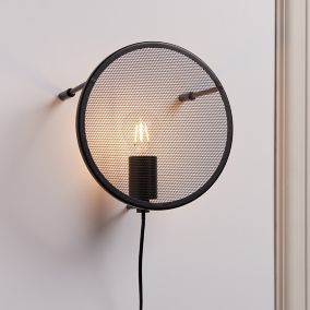 Mesh Black Plug-in Wall light