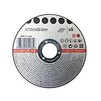 Metal Cutting disc 115mm x 1mm x 22.2mm, Pack of 5