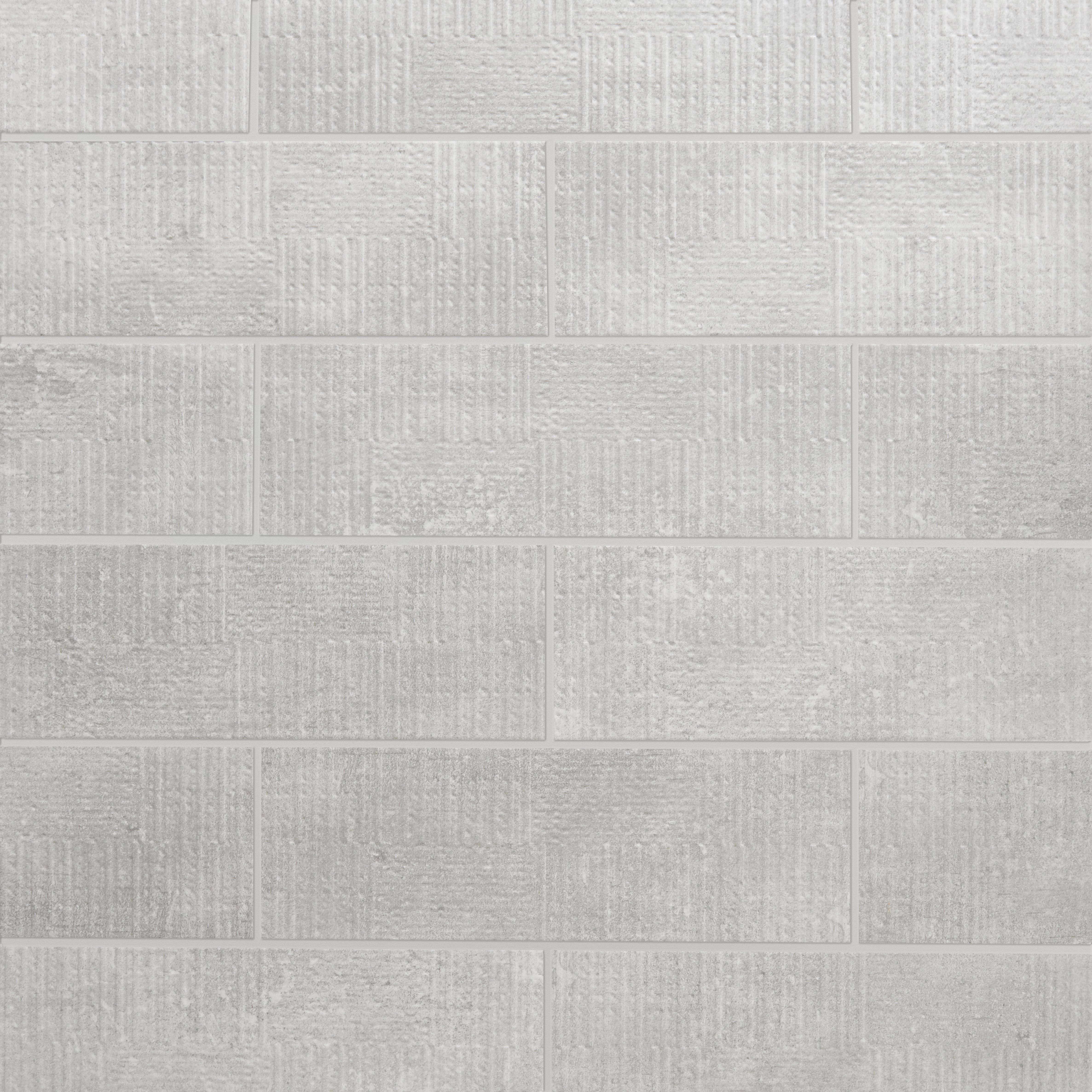 Metal ID Light grey Matt 3D decor Concrete effect Textured Ceramic Indoor Wall Tile, Pack of 8, (L)600mm (W)200mm