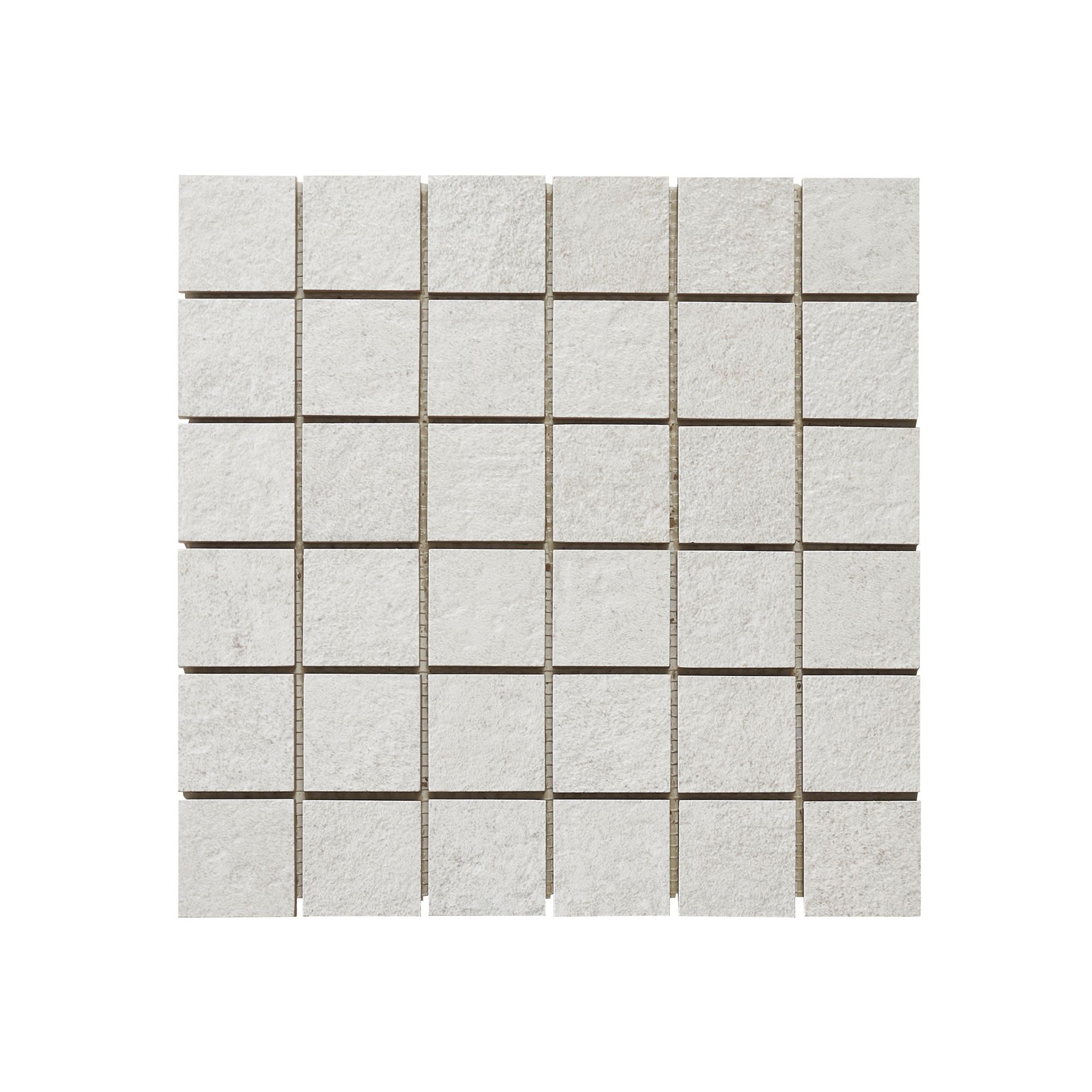 Metal ID Light grey Matt Concrete effect Porcelain 5x5 Mosaic tile, (L)305mm (W)305mm