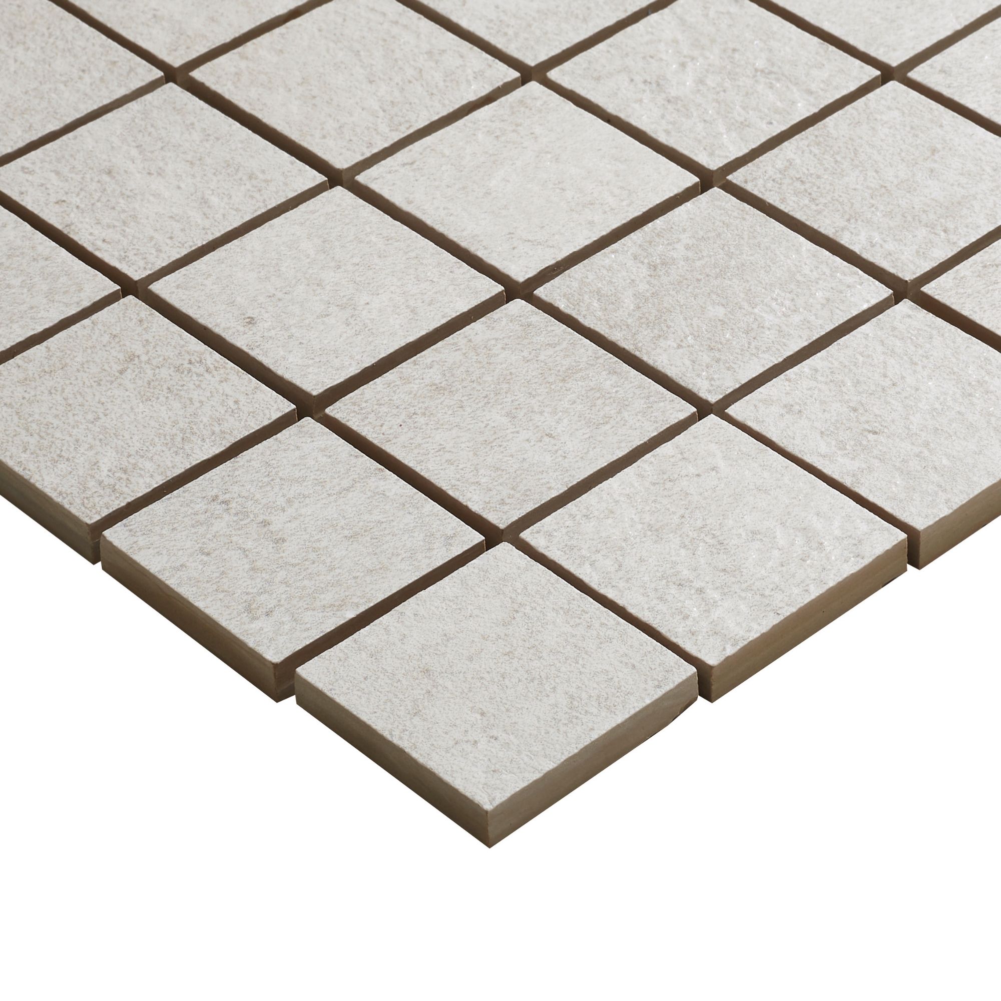 Metal ID Light grey Matt Concrete effect Porcelain 5x5 Mosaic tile, (L)305mm (W)305mm