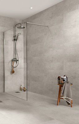 Metal ID Light grey Matt Concrete effect Porcelain 5x5 Mosaic tile, (L)305mm (W)305mm