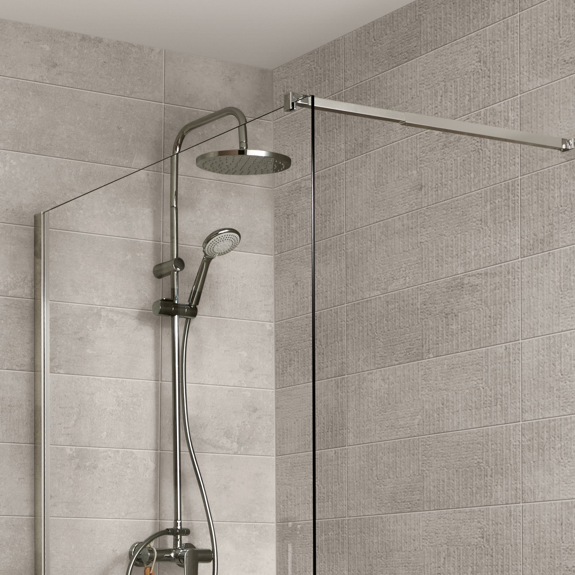 Metal ID Light grey Matt Concrete effect Porcelain 5x5 Mosaic tile, (L)305mm (W)305mm