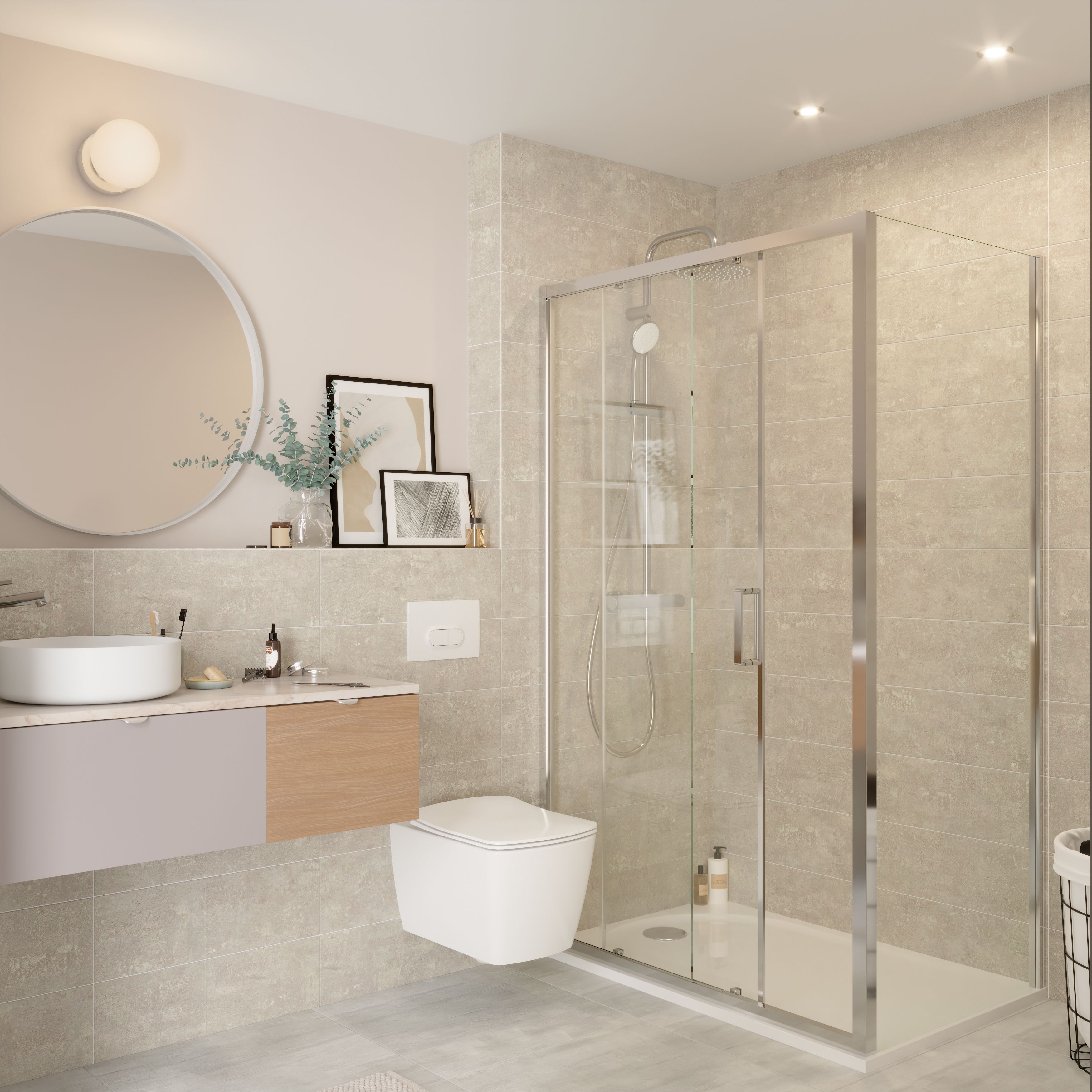 Metal ID Light grey Matt Flat Concrete effect Ceramic Wall Tile, Pack of 8, (L)600mm (W)200mm