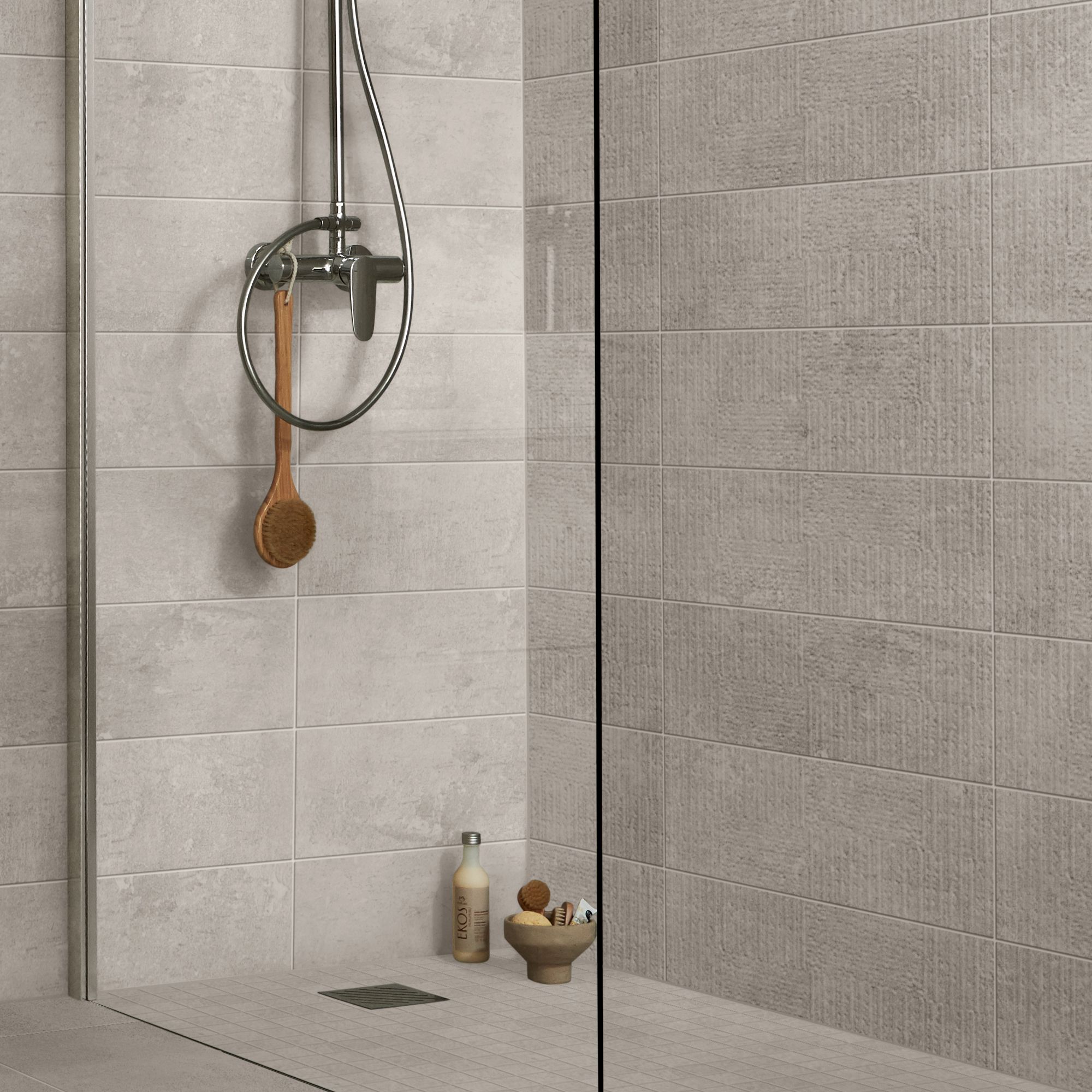 Metal ID Light grey Matt Flat Concrete effect Ceramic Wall Tile, Pack of 8, (L)600mm (W)200mm