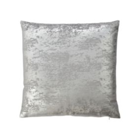 Metallic Print Silver Indoor Cushion (L)45cm x (W)45cm