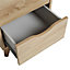 Metcalfe Matt oak effect 2 Drawer Bedside chest (H)524mm (W)407mm (D)390mm