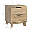 Metcalfe Oak effect 2 Drawer Bedside chest, Set of 2 (H)524mm (W)407mm (D)390mm