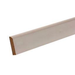 Metsä Wood Primed White MDF Rounded Softwood Skirting board (L)2.4m (W)94mm (T)14.5mm