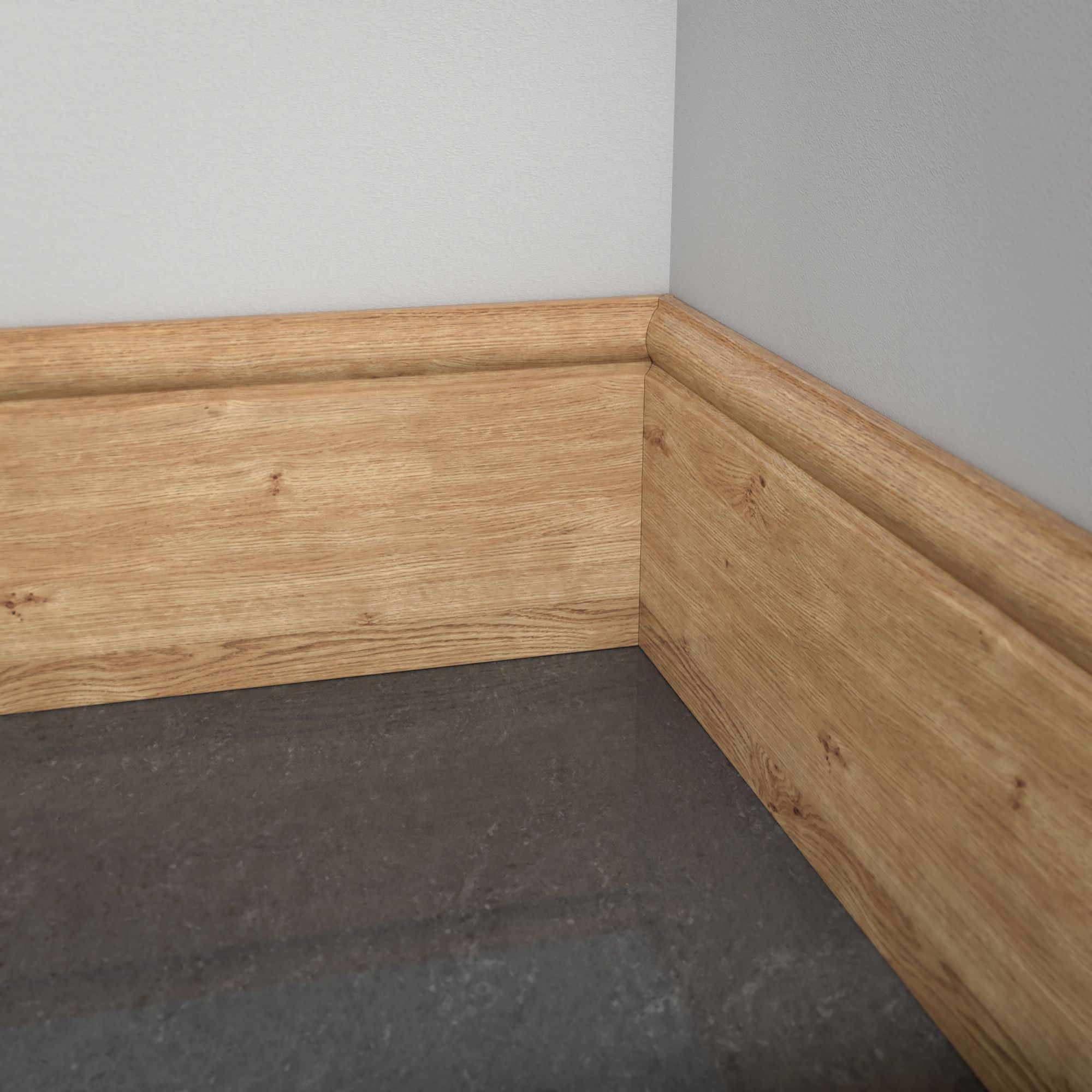 Metsä Wood MDF Oak Torus Skirting board (L)2.4m (W)119mm (T)18mm