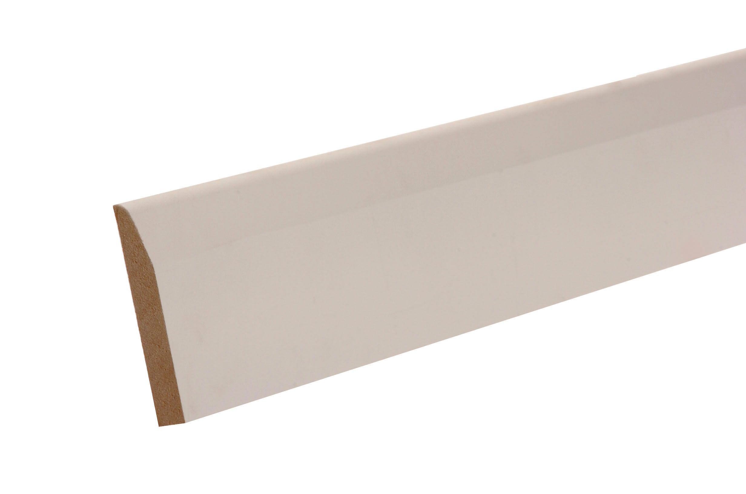 Metsä Wood Primed White MDF Chamfered Skirting board (L)2.4m (W)119mm (T)14.5mm