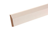 Metsä Wood Primed White MDF Chamfered Skirting board (L)2.4m (W)69mm (T)14.5mm