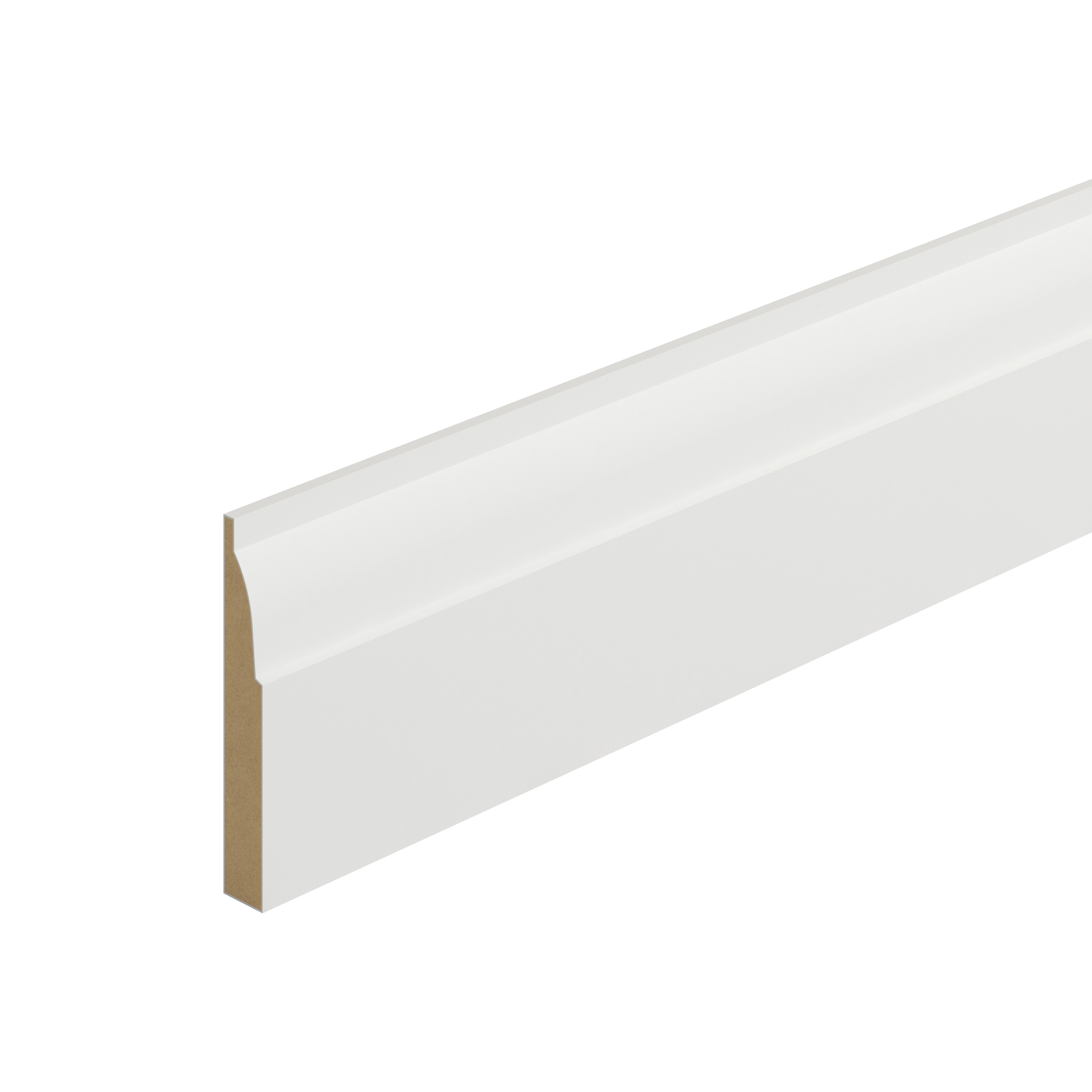Metsä Wood Primed White MDF Ovolo Skirting board (L)2.4m (W)94mm (T)14.5mm, Pack of 4