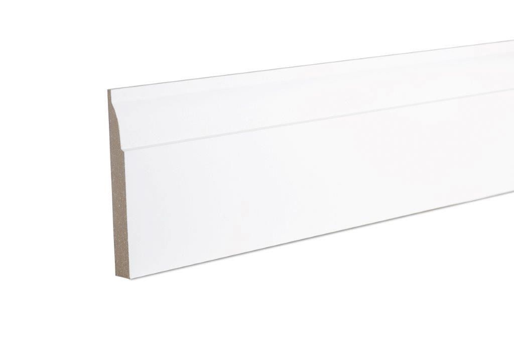 Metsä Wood Primed White MDF Ovolo Skirting board (L)2.4m (W)94mm (T)14.5mm