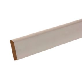 Metsä Wood Primed White MDF Rounded Skirting board (L)2.4m (W)69mm (T)14.5mm