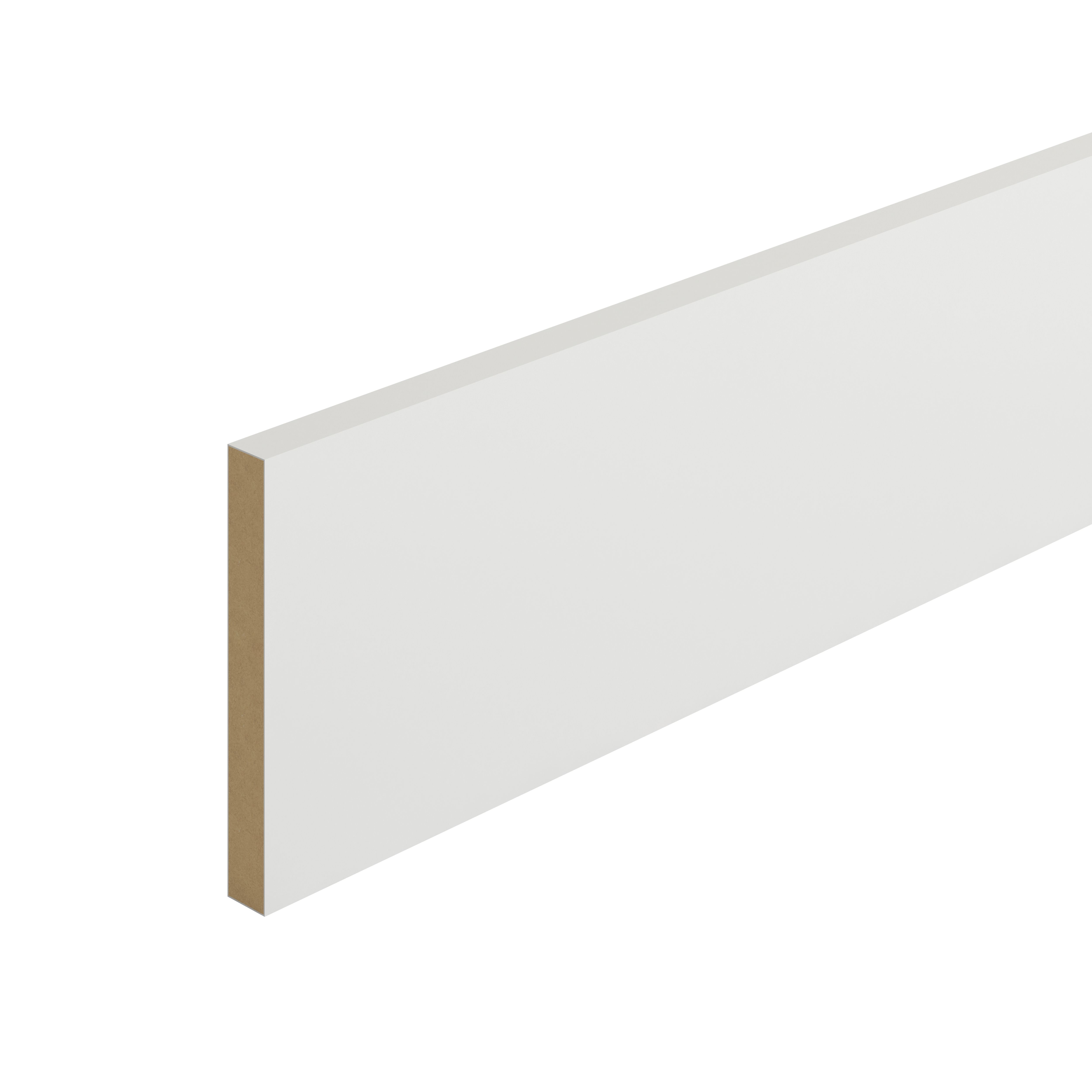 Metsä Wood Primed White MDF Square Skirting board (L)2.4m (W)144mm (T)18mm, Pack of 2