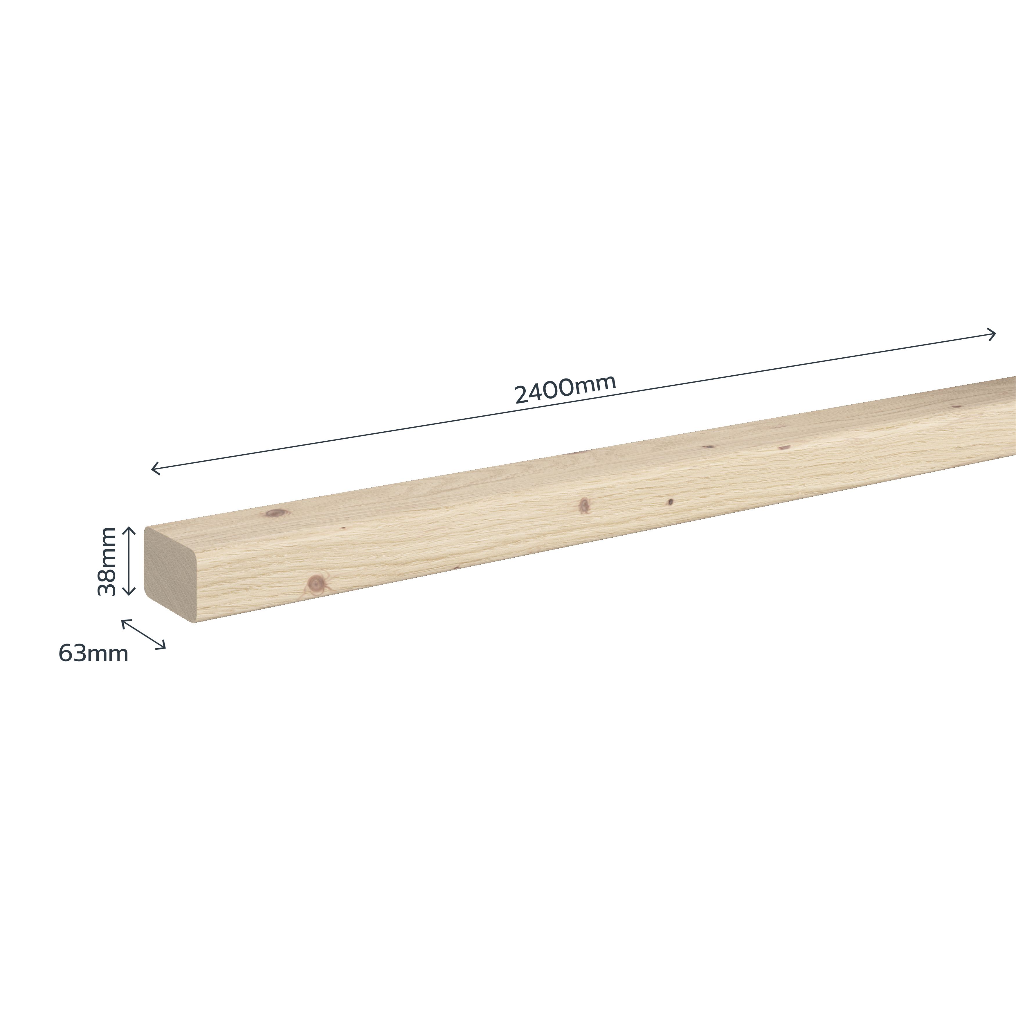 Metsä Wood Smooth Planed Round edge Untreated Whitewood spruce CLS timber (L)2.4m (W)63mm (T)38mm CLSU02