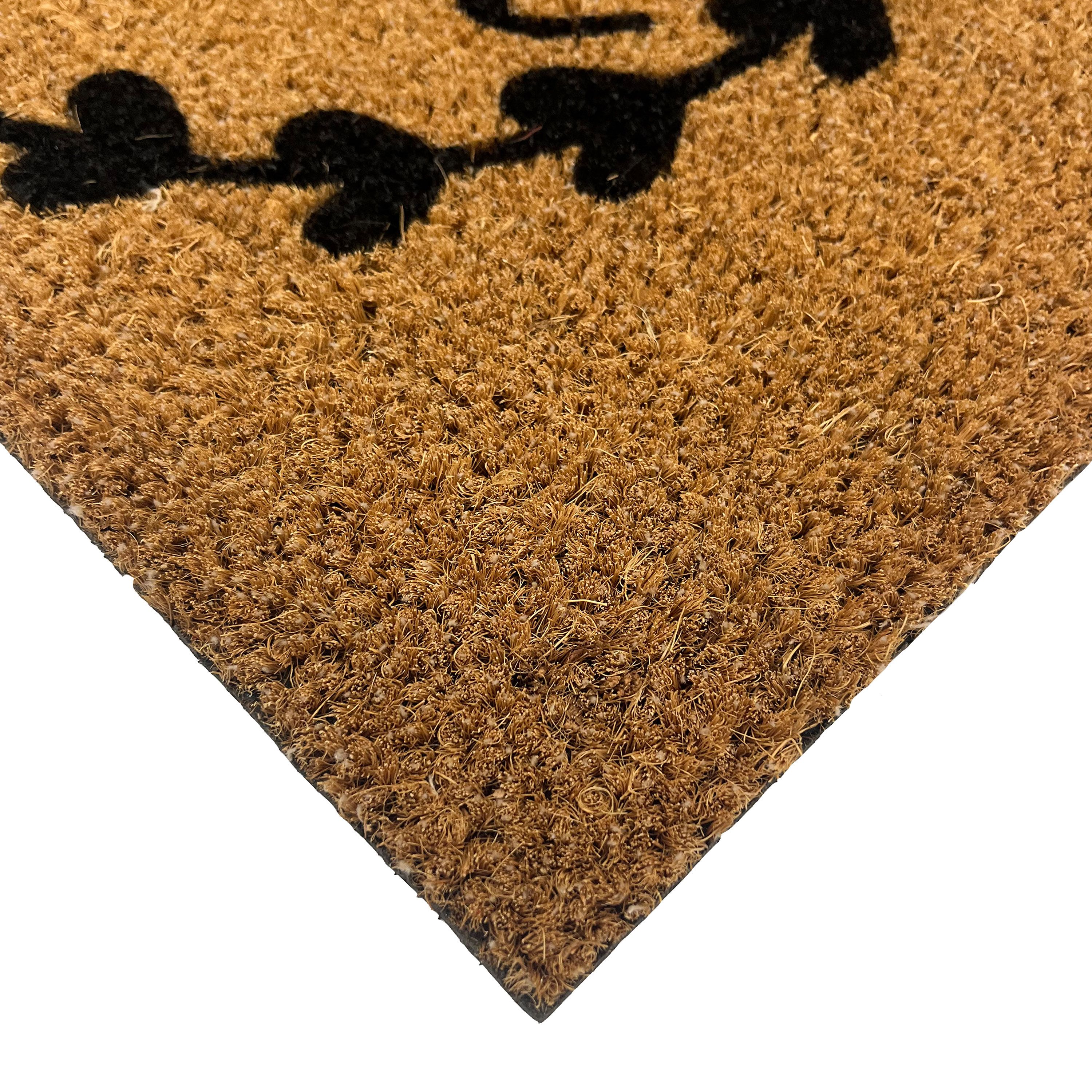 Mighty Mats® Natural & Black Heart Wreath Door mat, 57cm x 40cm