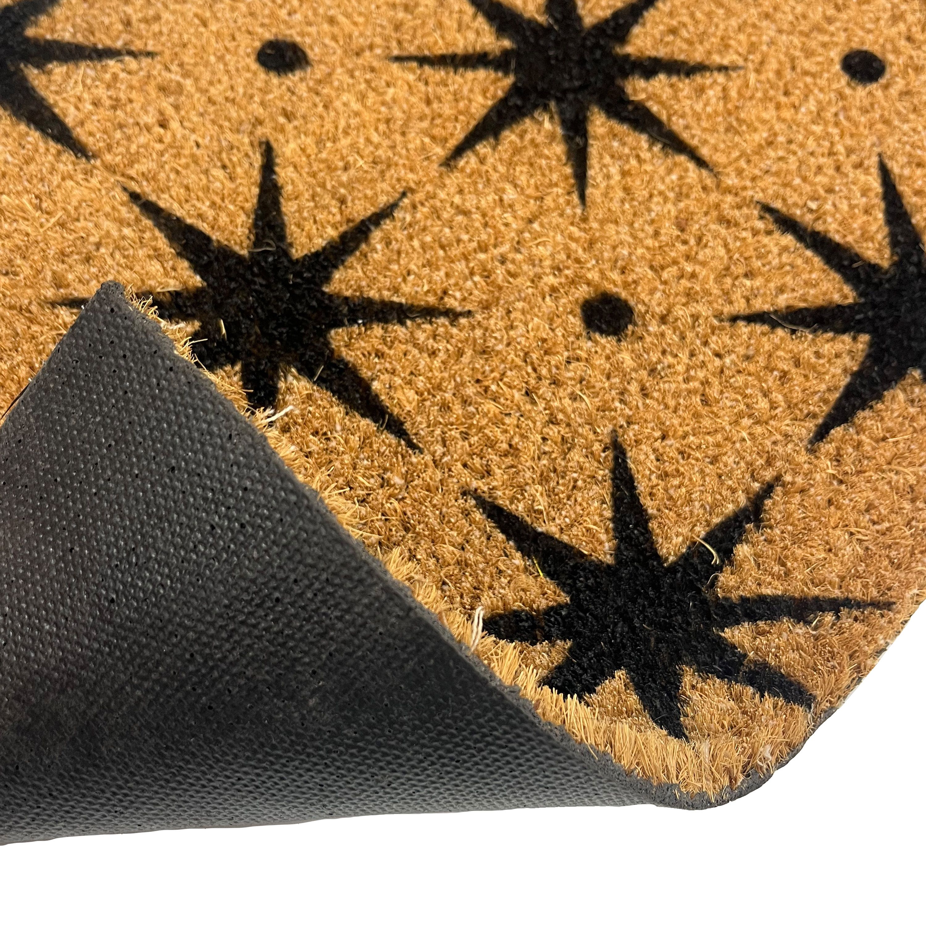 Mighty Mats® Natural & Black Star Door mat, 57cm x 40cm