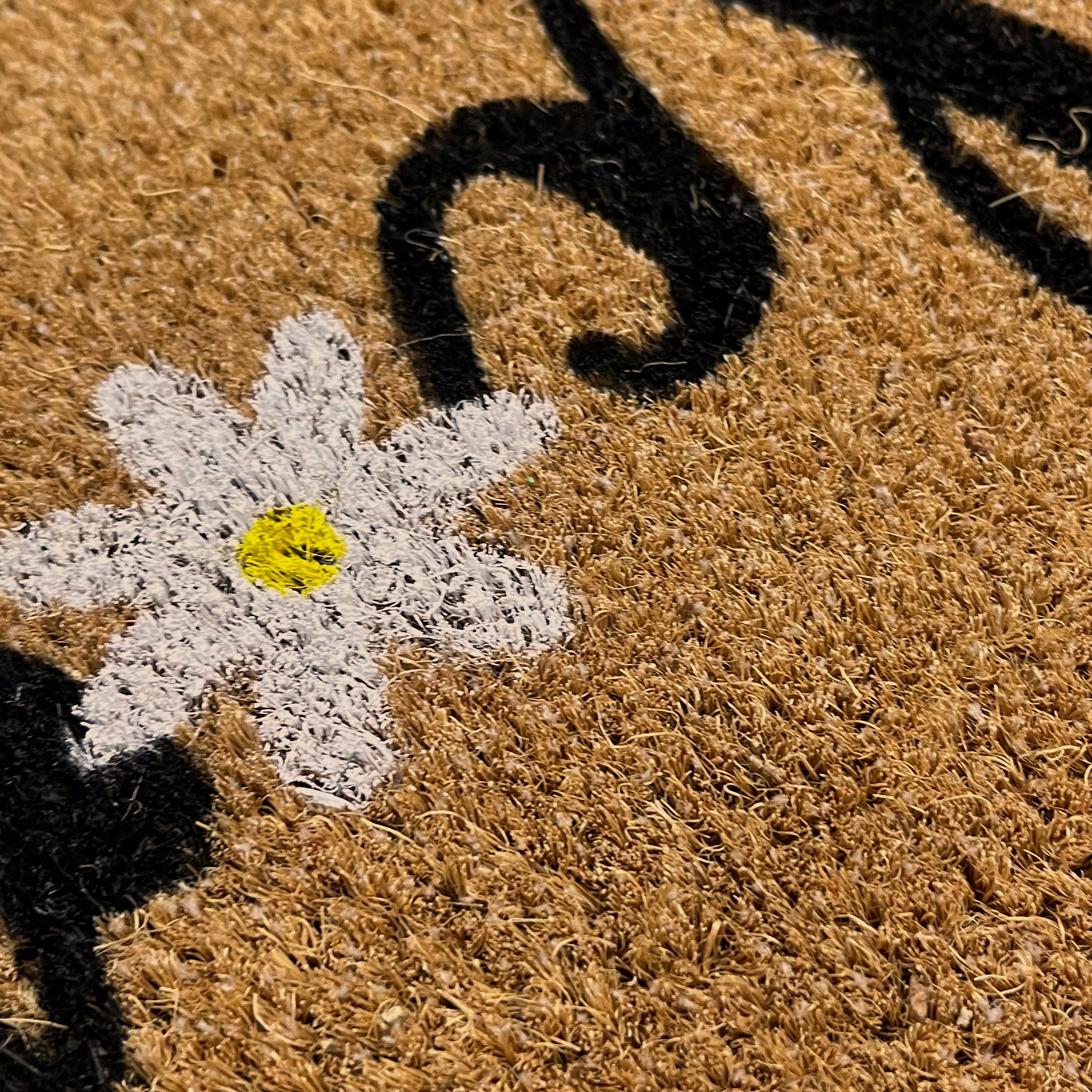 Mighty Mats® Natural & Black Welcome Daisy Door mat, 57cm x 40cm