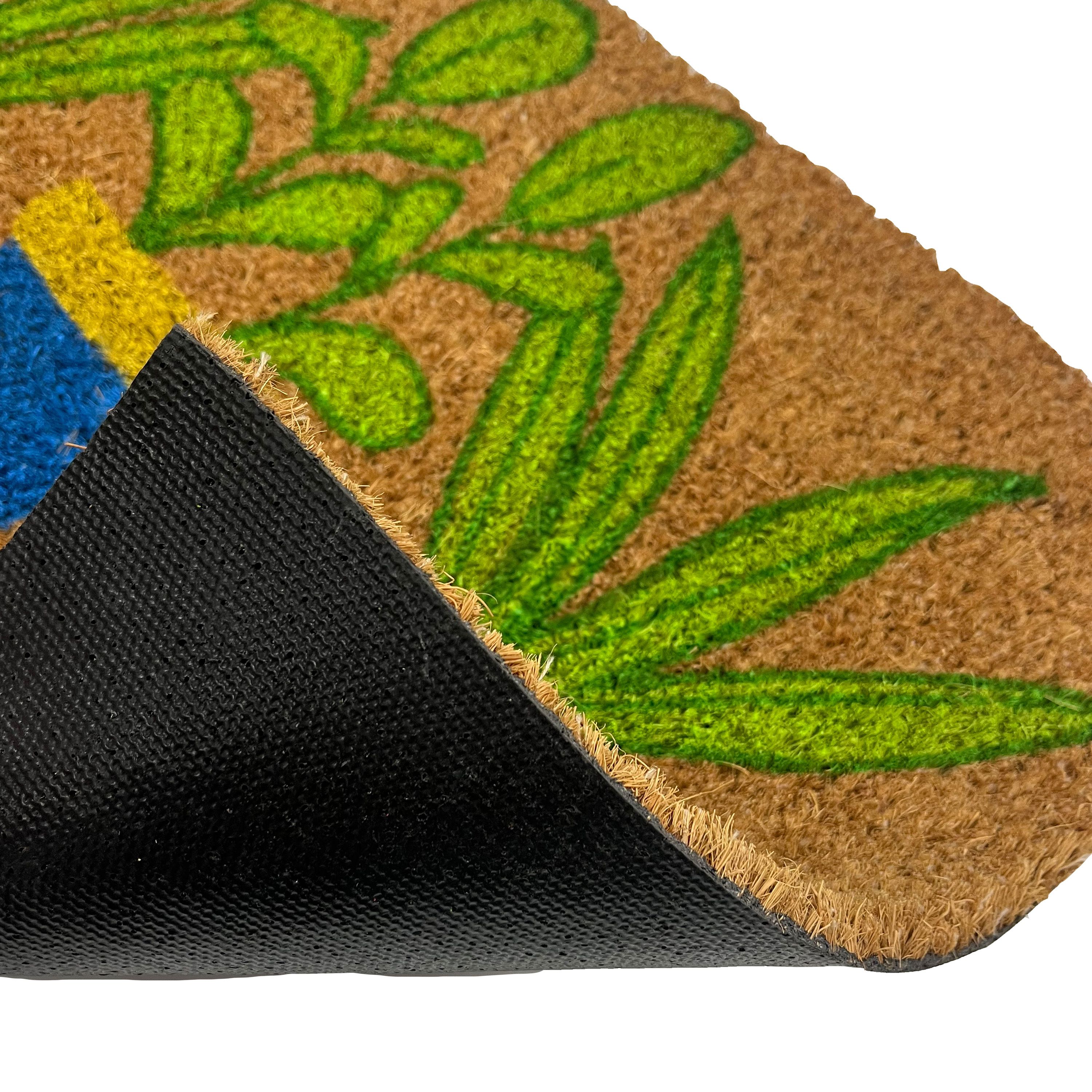 Mighty Mats® Natural & Multicolour Flower Pots Welcome Door mat, 57cm x 40cm