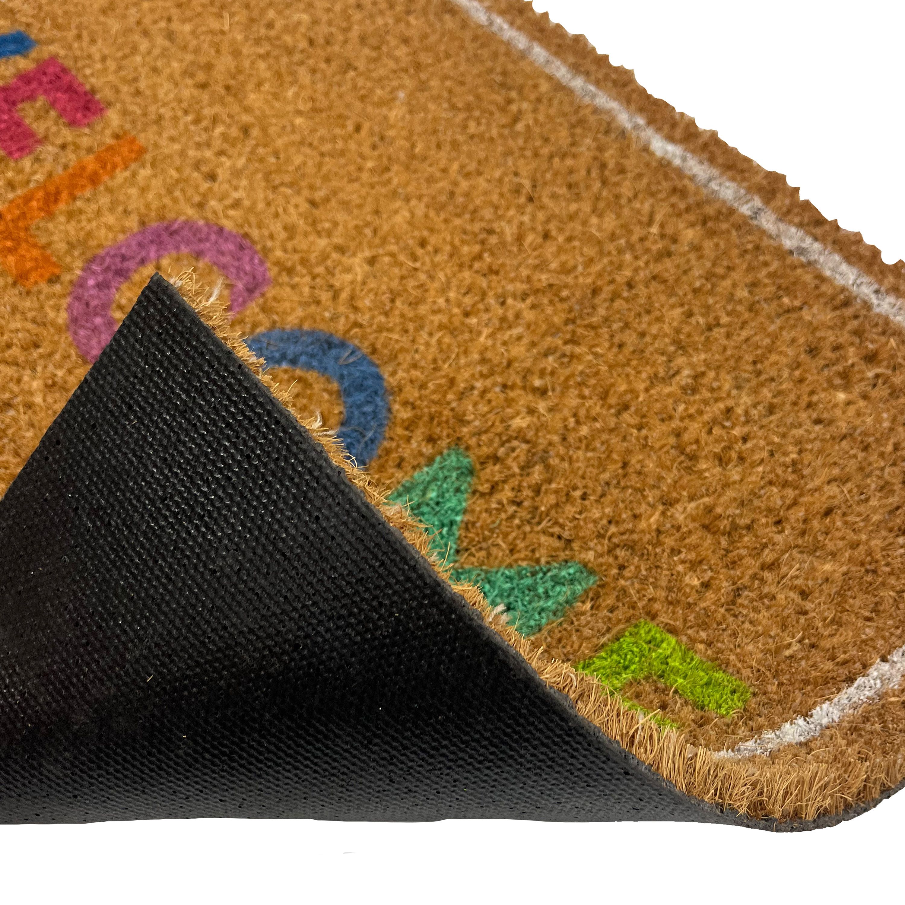 Mighty Mats® Natural & Multicolour Rainbow Welcome Door mat, 57cm x 40cm