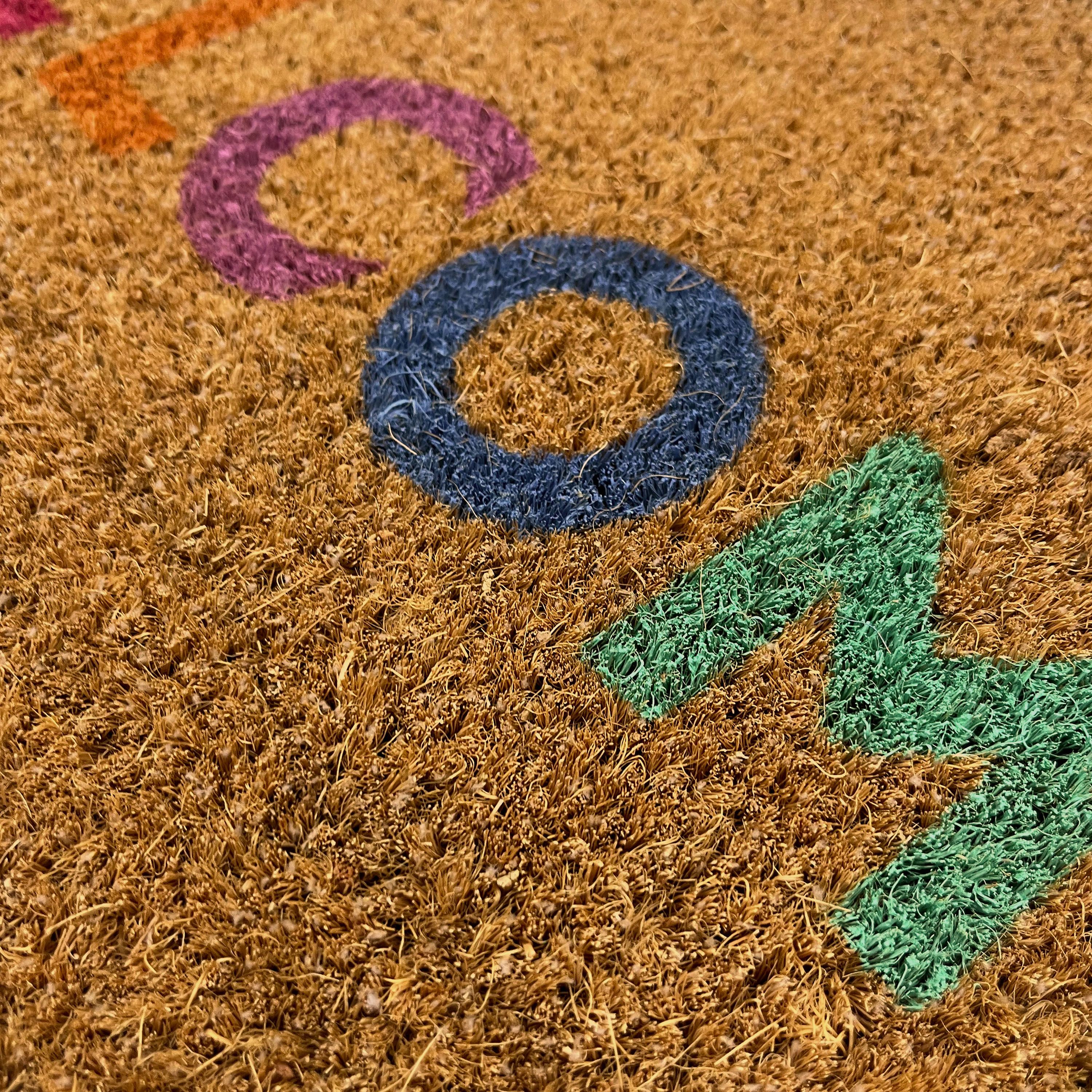 Mighty Mats® Natural & Multicolour Rainbow Welcome Door mat, 57cm x 40cm